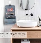 Travel Toiletry Bag Hanging Toiletry Bag Cosmetic Woman Travel Makeup Bag Water Resistant for Toiletries Accessory Bathroom Shower Container Gray