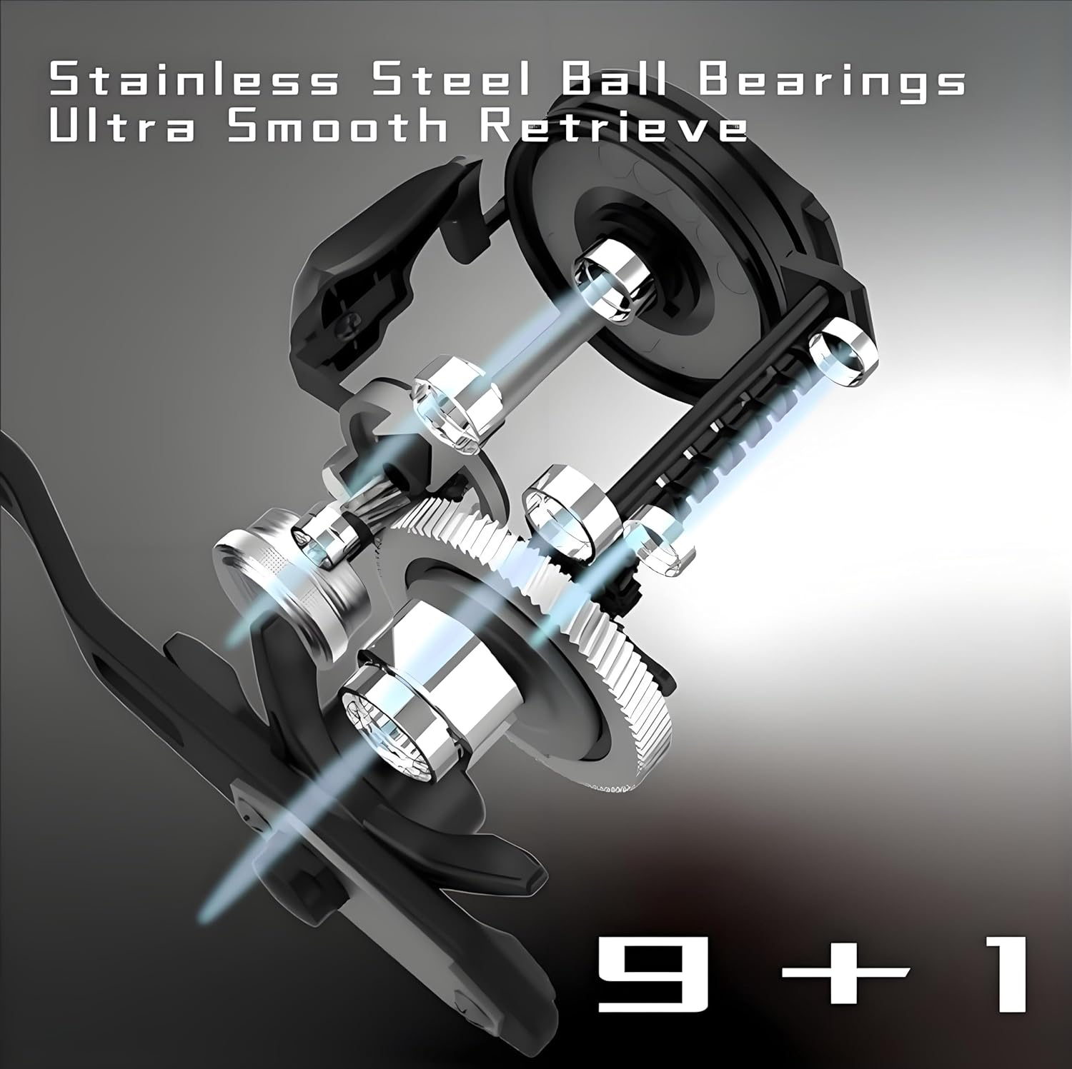 Baitcaster Reel Carbon Fiber 9+1 Ball Bearings Anti-Corrosion Baitcasting Fishing Reel Magnetic Brake System Bait Caster Reel High Speed Gear Ratio 6.3:1 Ultra Smooth