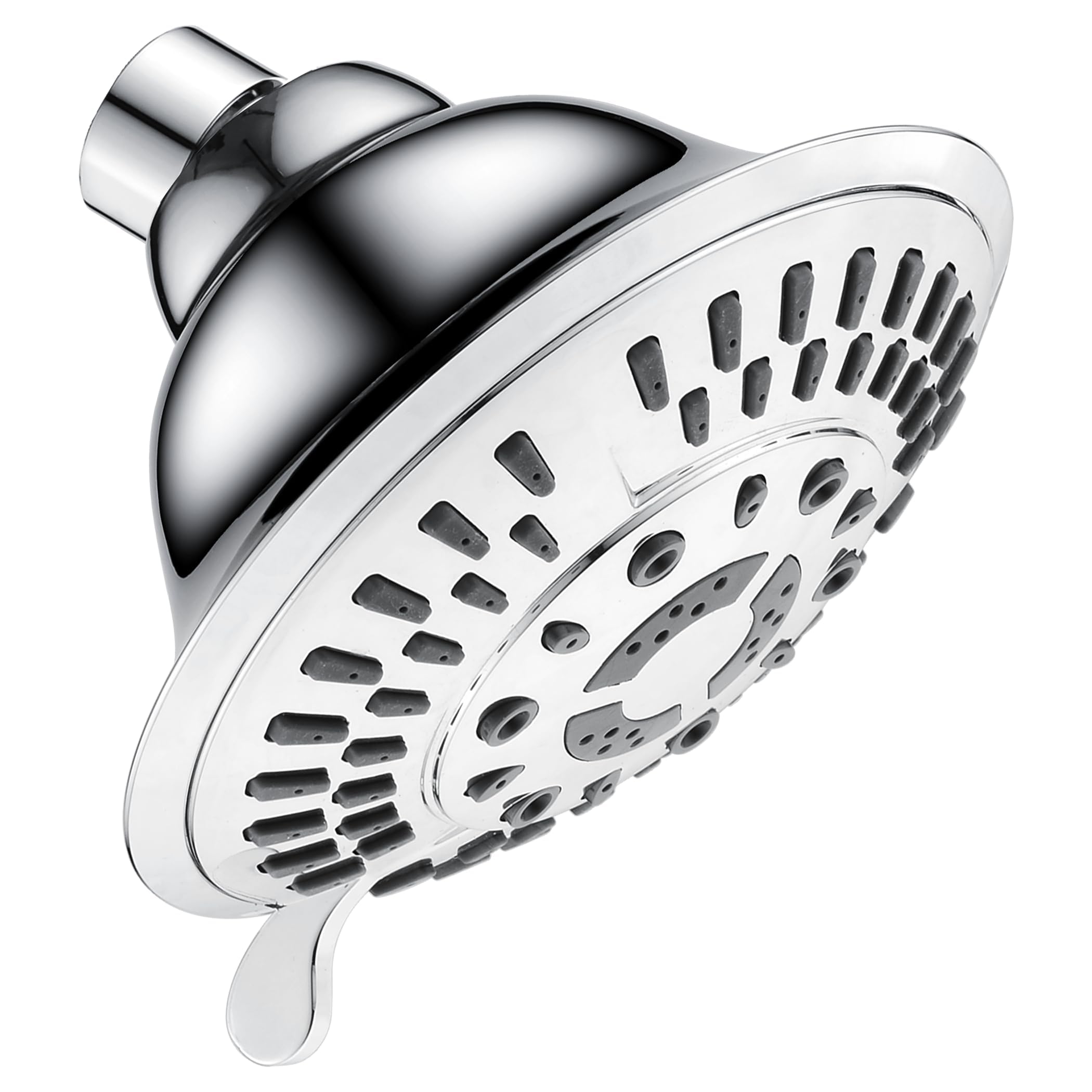 BRIGHT SHOWERS High Pressure 5-Function Rain Shower Head, Luxury Bathroom Showerhead with Chrome Plated Finish, Adjustable Angles, 1-Min Installation