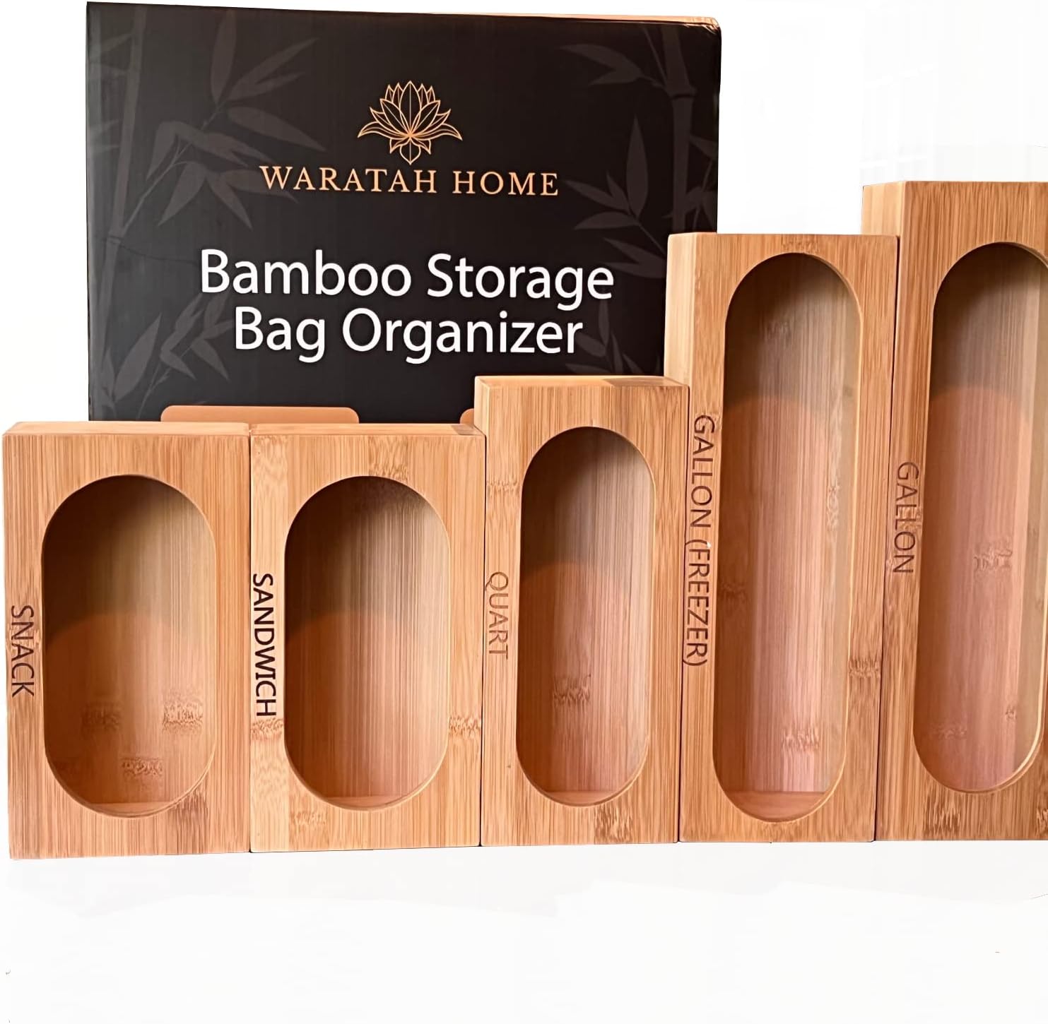 Waratah Home Bamboo Storage Bag Organizer 5 Pc Magic Bag Organizer for Kitchen