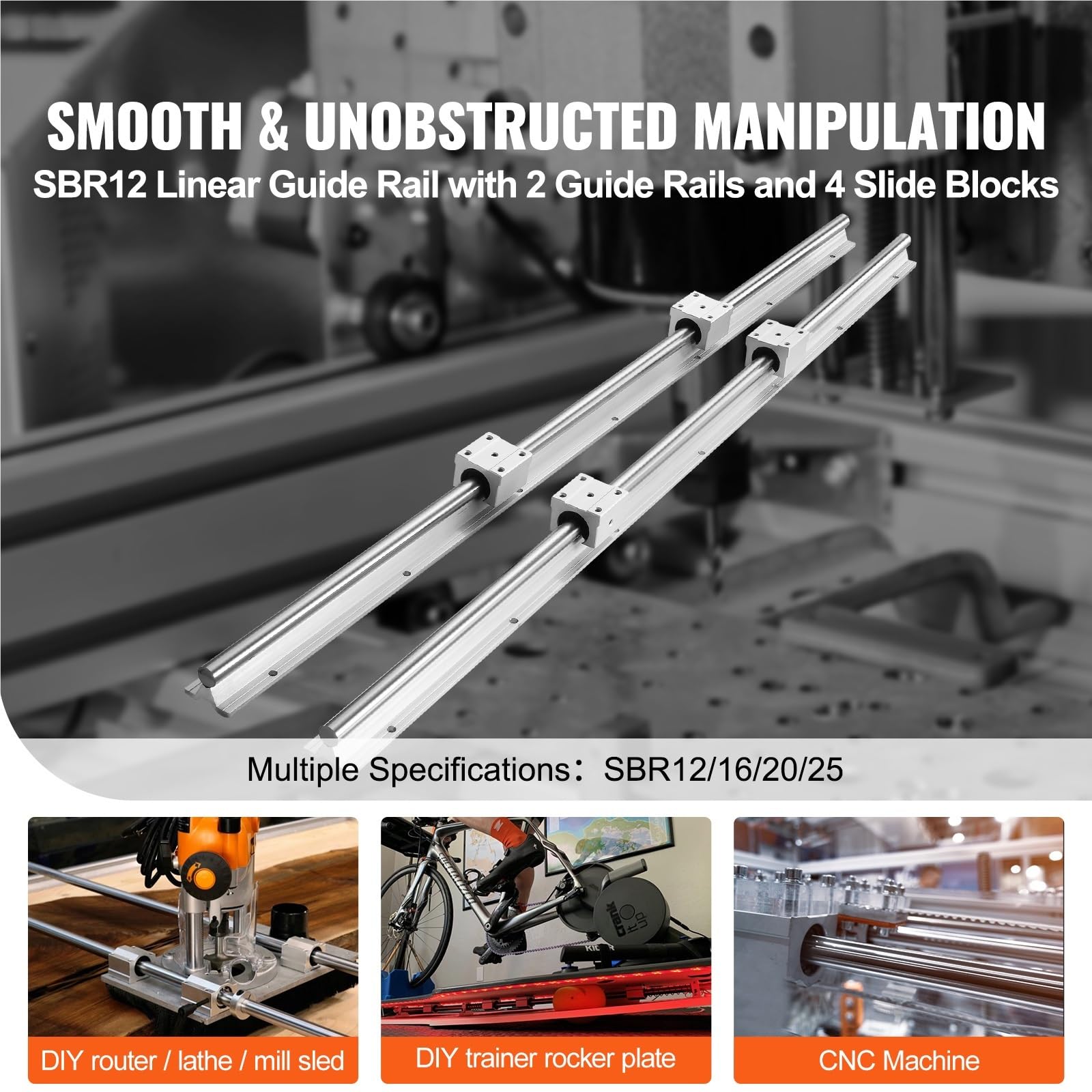 2 guide lineari Ra da 1500 mm SBR20 + 4 blocchi cuscinetto UU - Ideale per fresatrici CNC fai da te, parti di precisione e movimento fluido compatibile con SBR12/SBR16/SBR25