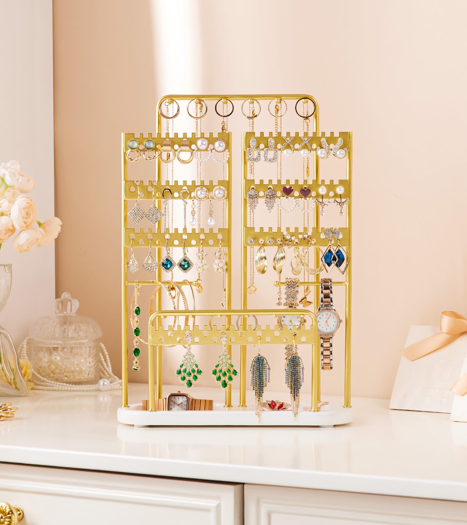 Homde Jewelry Organizer Holder Metal: Office Women’s Elegance - Large Jewelry Tree with Necklace Earring Bracelet Rack