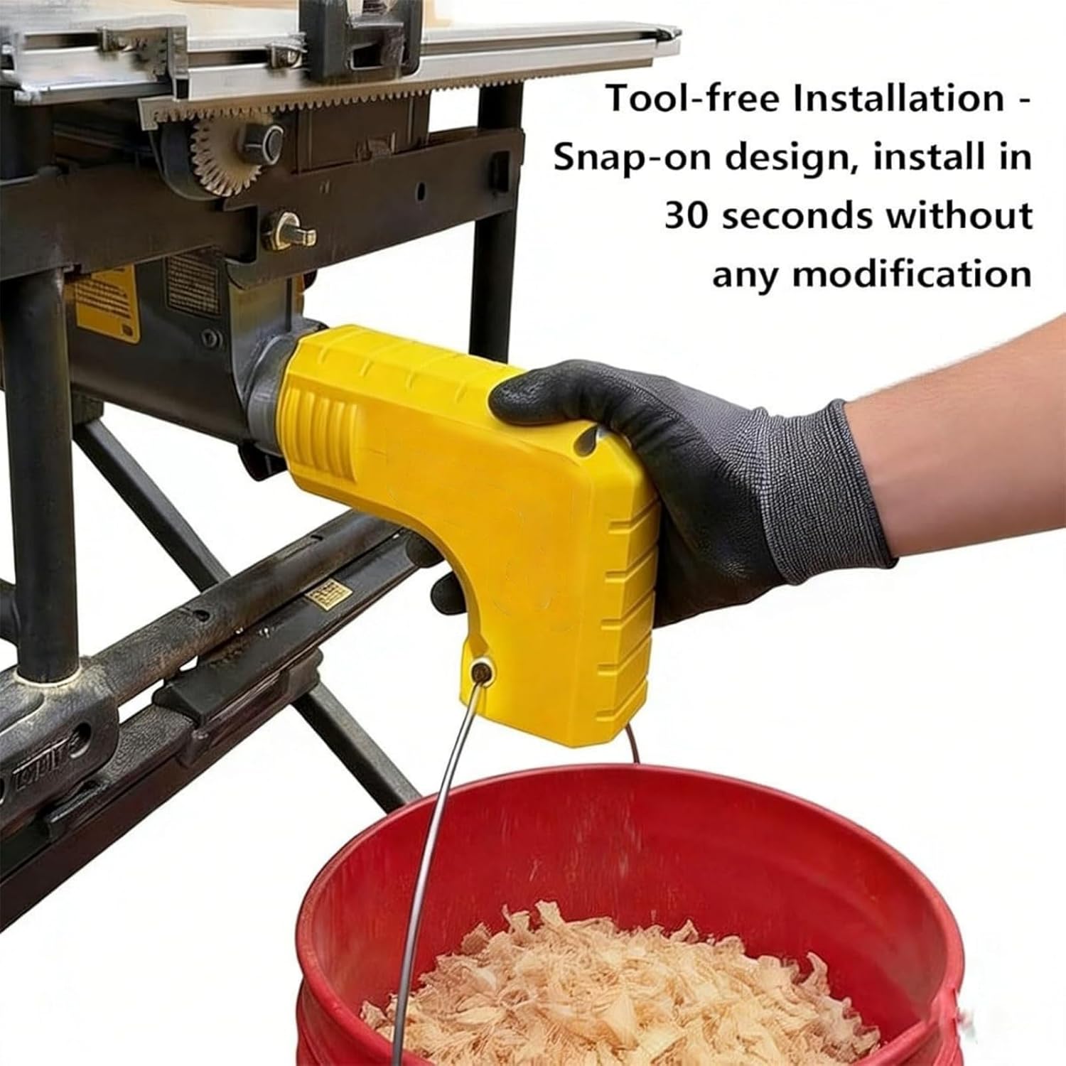 Dust Extraction Adapter for DeWALT DWE7485 Table Saws—Built-In Bag Hook with Compact Design for Easy Tool-Free Installation Efficient Sawdust Collection (Yellow)