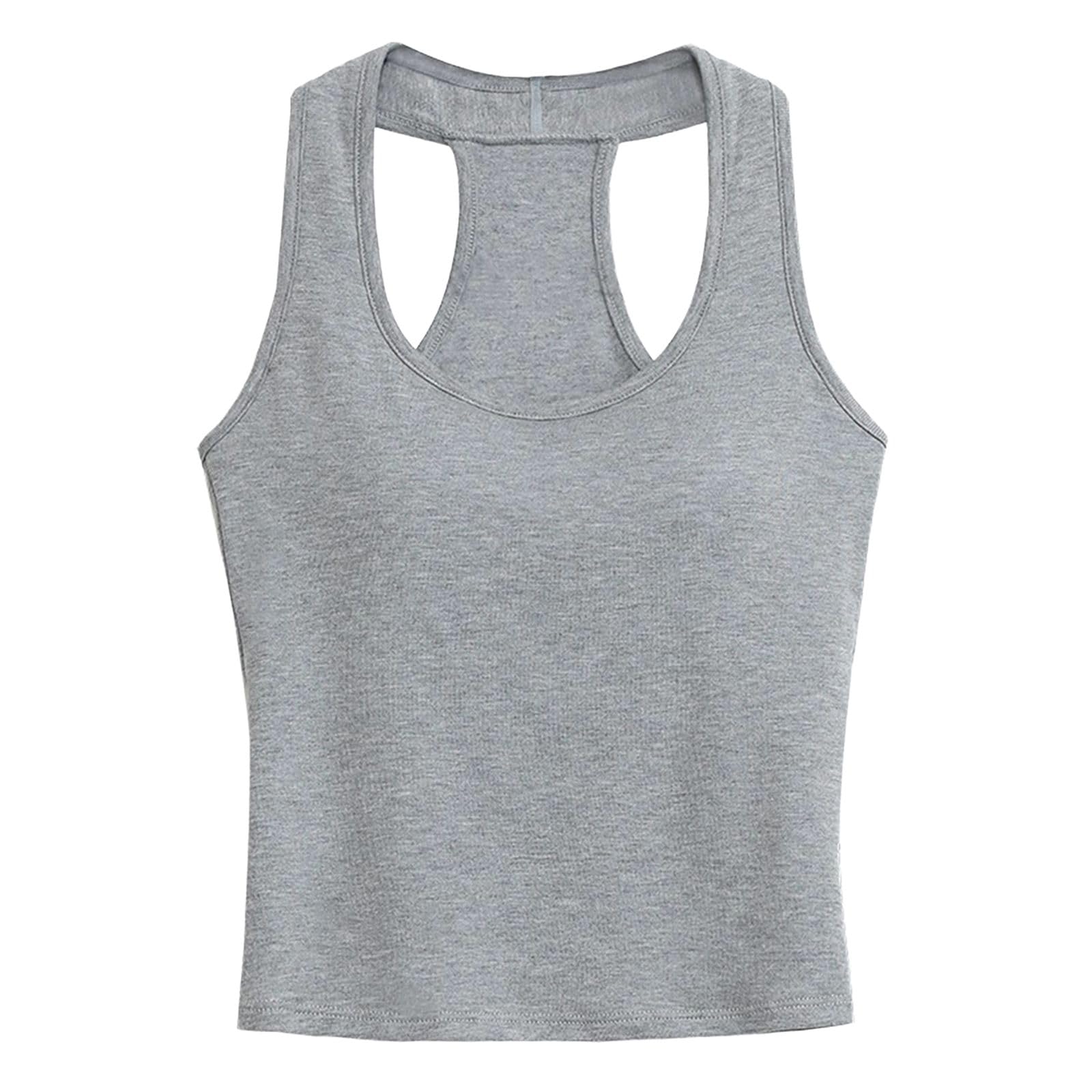 GUOYUXIAO Gilet col en U pour femme, sans manches avec coussinets, pour plage printemps-été