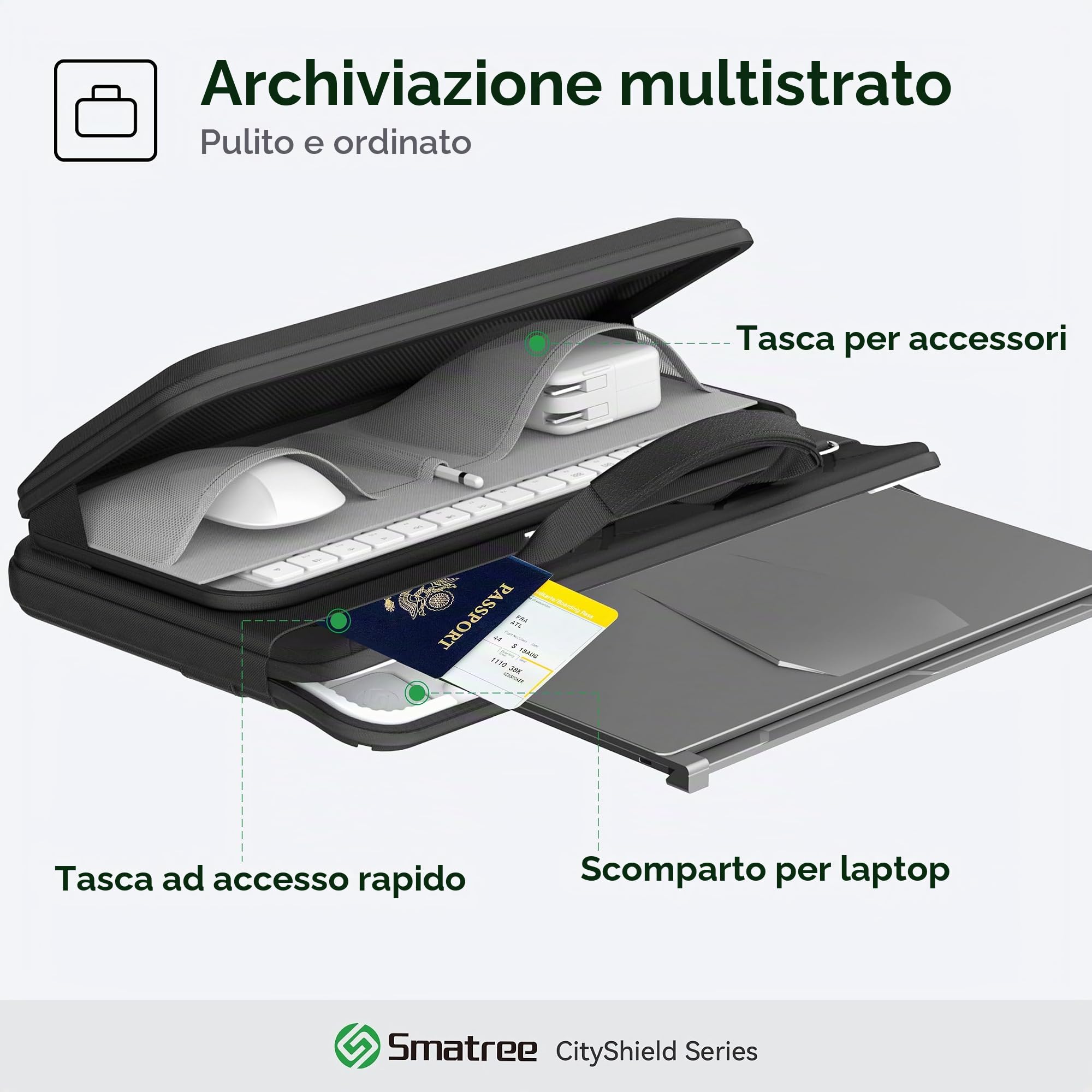 Smatree CityShield Custodia per laptop da 16 pollici ASUS TUF Gaming A16 2025/2024, per ROG Strix SCAR 16 2025, ASUS ROG Zephyrus DUO 15 SE/16 da 15,6-16 2023/2022/2021, custodia con tasca (MC04)