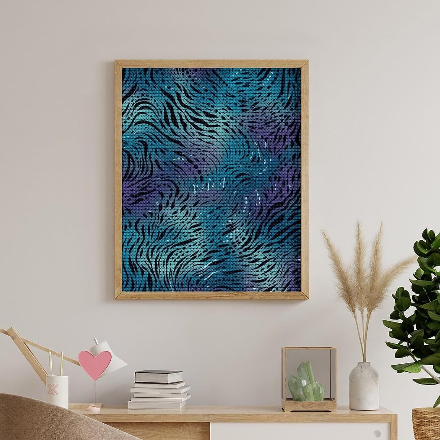 YKLBV Diamond Art Kits for Adults Diamond Painting Kits for Adults DIY Paint with Round Full Drill Diamonds Paintings Blue Zebra Print Gem Art for Home Wall Decor Gift