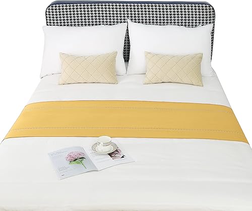 Vista 34 de Camino de cama de 102.4 x 19.7 in para cama King, mantas para pie de cama, color beige, camino de cama, bufandas para dormitorio, hotel, sala