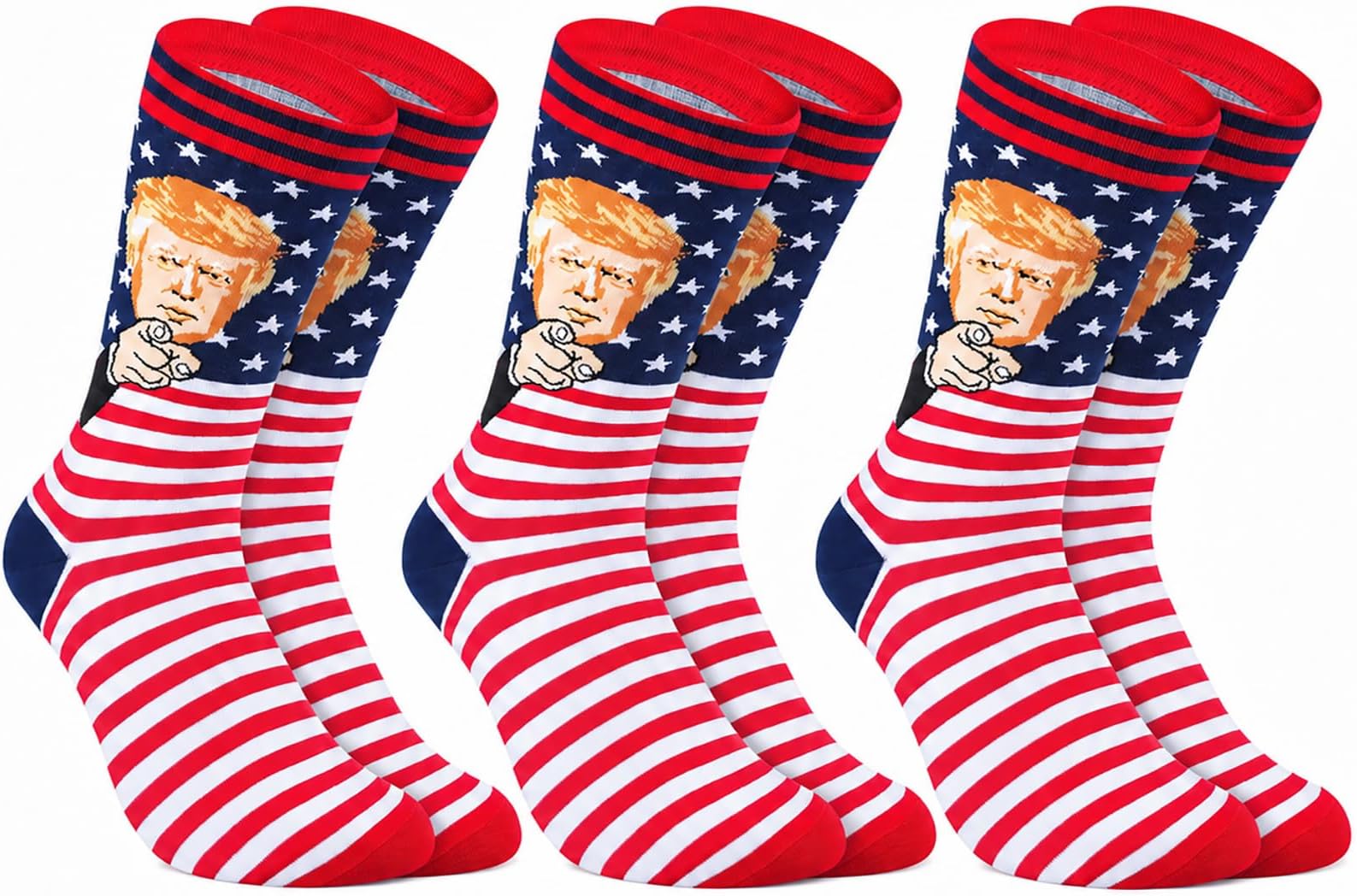 Men's President Novelty Crew Socks, 3 Pairs