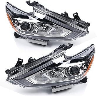 Headlights Assembly For Nissan Altima 2016 2017 2018, 1 Pair Left+Right Side Headlight Set Halogen Headlights Factory Style Headlamp, Chrome Housing Clear Lens 260609HS0A, 260109HS0A