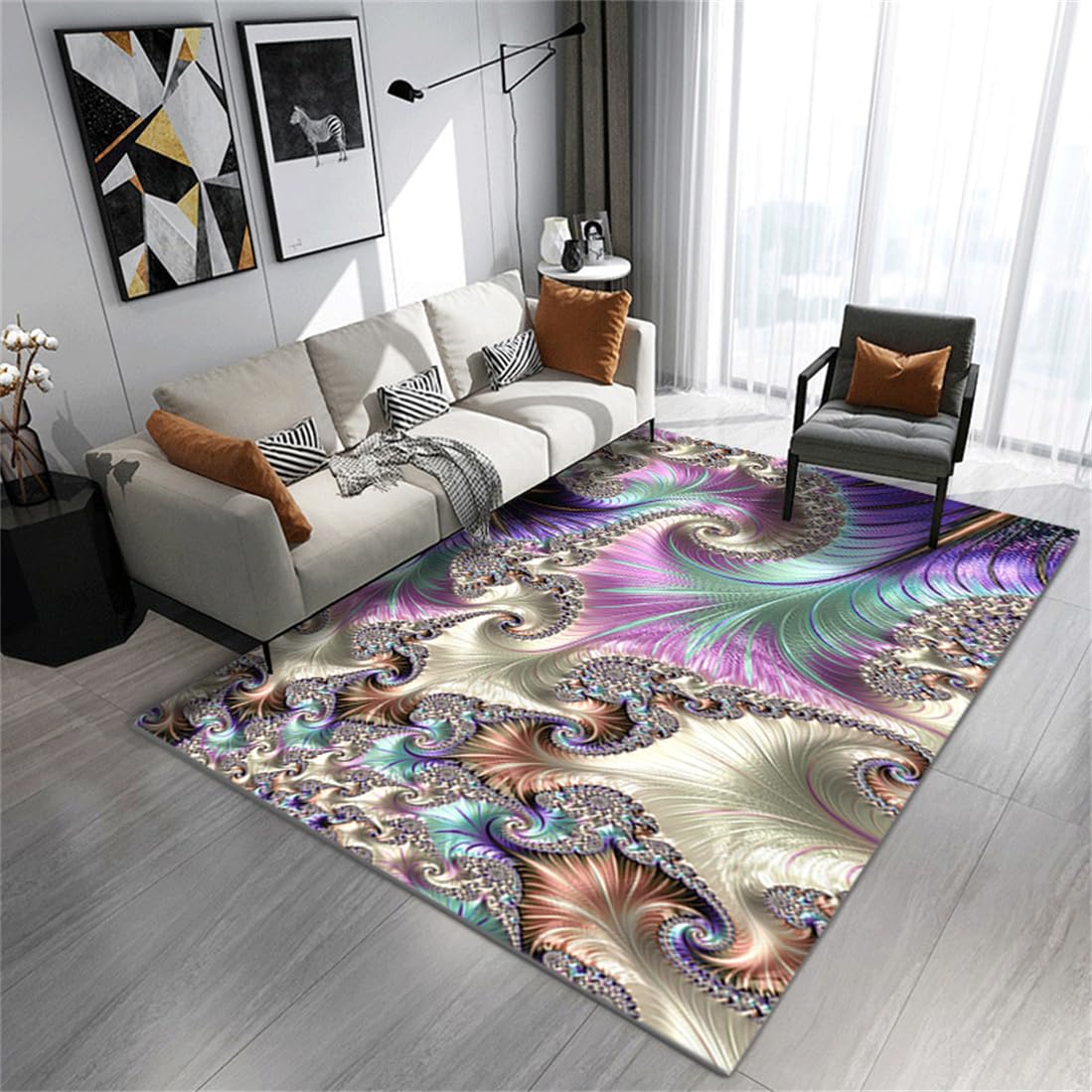 Teppich Gamer 200X250Cm Bodenbelag Für Balkon 37 Lila Gross Vorzimmer Luxus Wohnzimmer, Heimgebrauch, rutschfest, Einfach, Maschinenwaschbar Grau