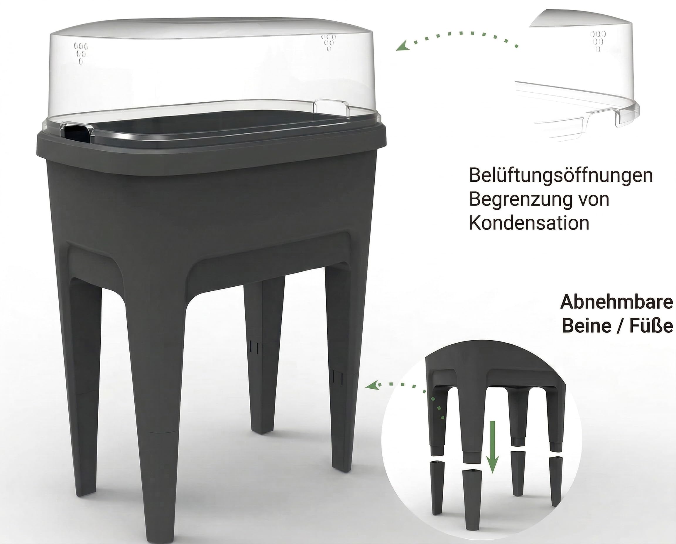 Ondis24 Jardinière surélevée - Serre - Jardin - 48L - Anthracite - Outdoor - L - Moderne - Résistant aux intempéries - Aération - Drainage