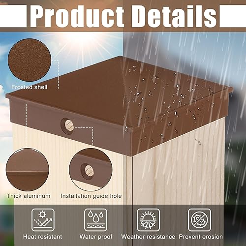 Miniatura 5 de Paquete de 24 tapas de aluminio para postes de valla de 4 x 4 pulgadas, cubiertas de metal para postes nominales de 4 x 4 pulgadas (real de 3.5 x