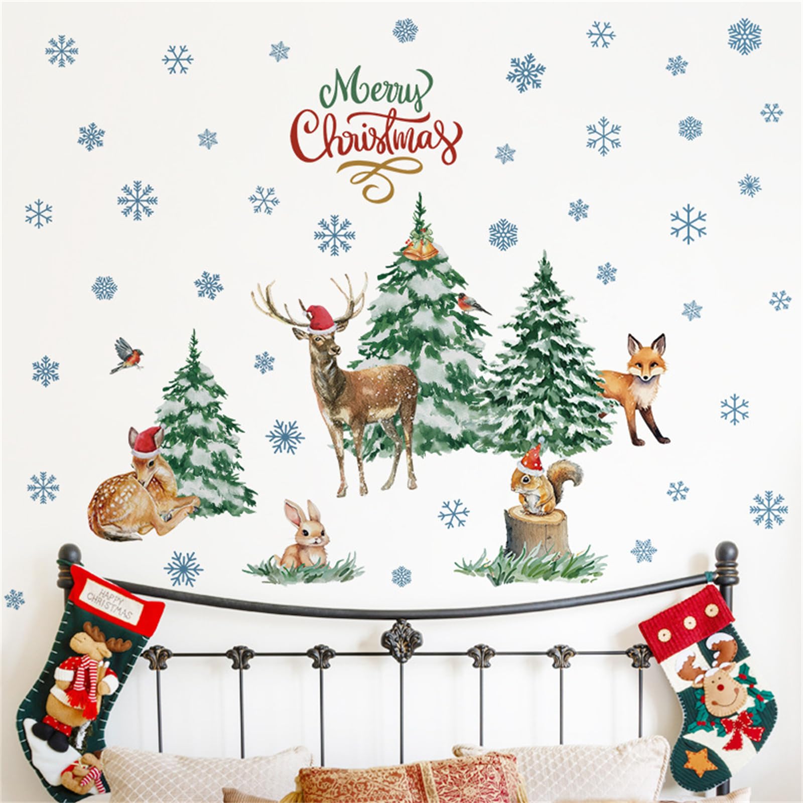 Stickers Noël muraux amovibles et décorations de fête d'hiver pour salon et vitrine