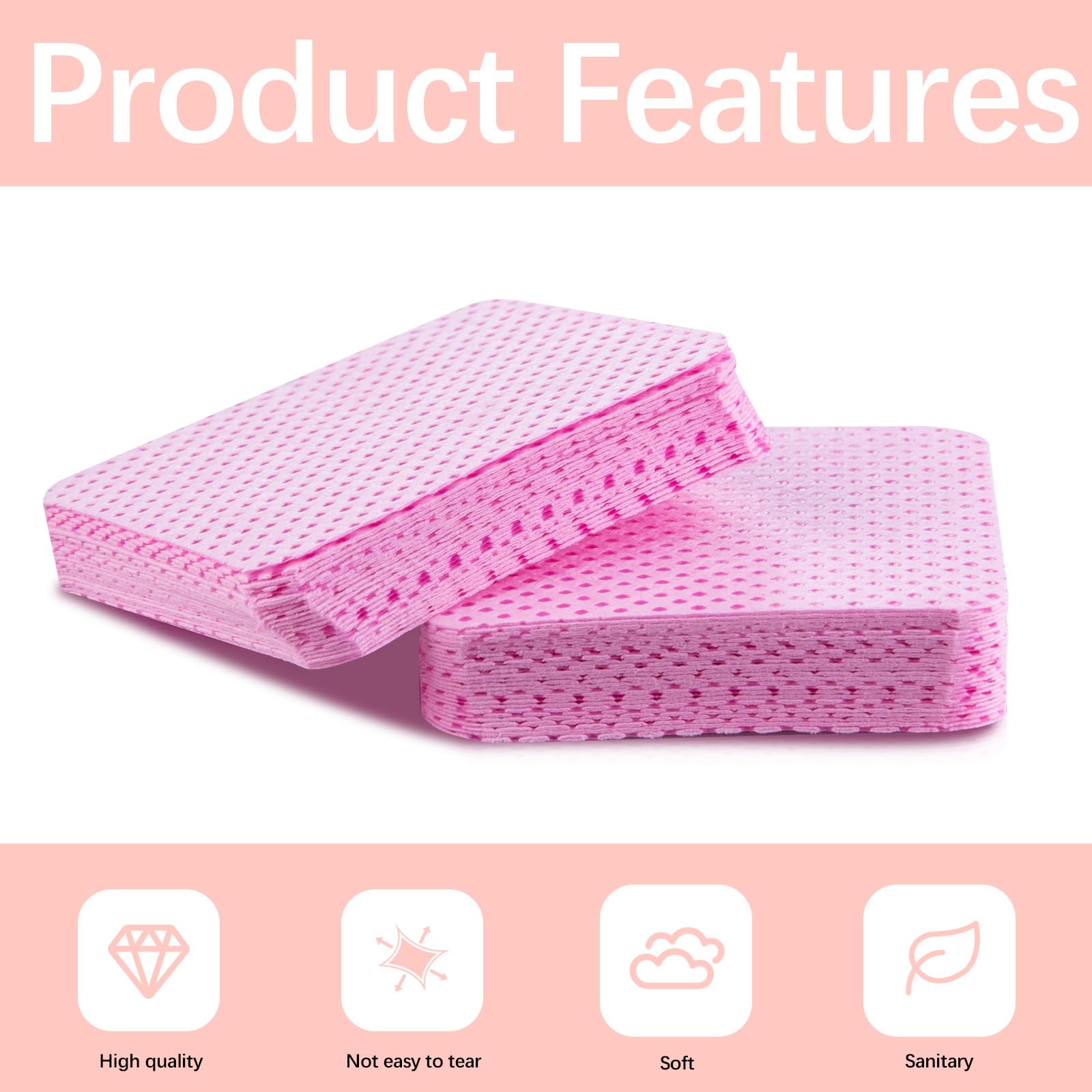 1500 toallitas para uñas sin pelusas, color rosa, sin pelusas, para uñas de gel, quitaesmalte, extensiones de pestañas, pegamento para uñas, suministros de almohadillas de limpieza