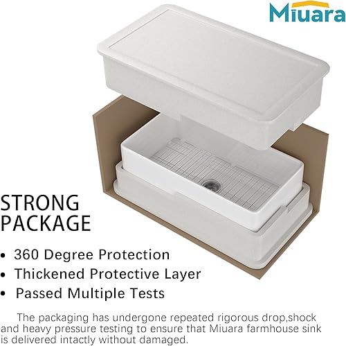 Miniatura 6 de Miuara Fregadero con estación de trabajo de 30 x 20 pulgadas, fregadero de granja, fregadero de cocina de granja, fregadero de cocina empotrado,
