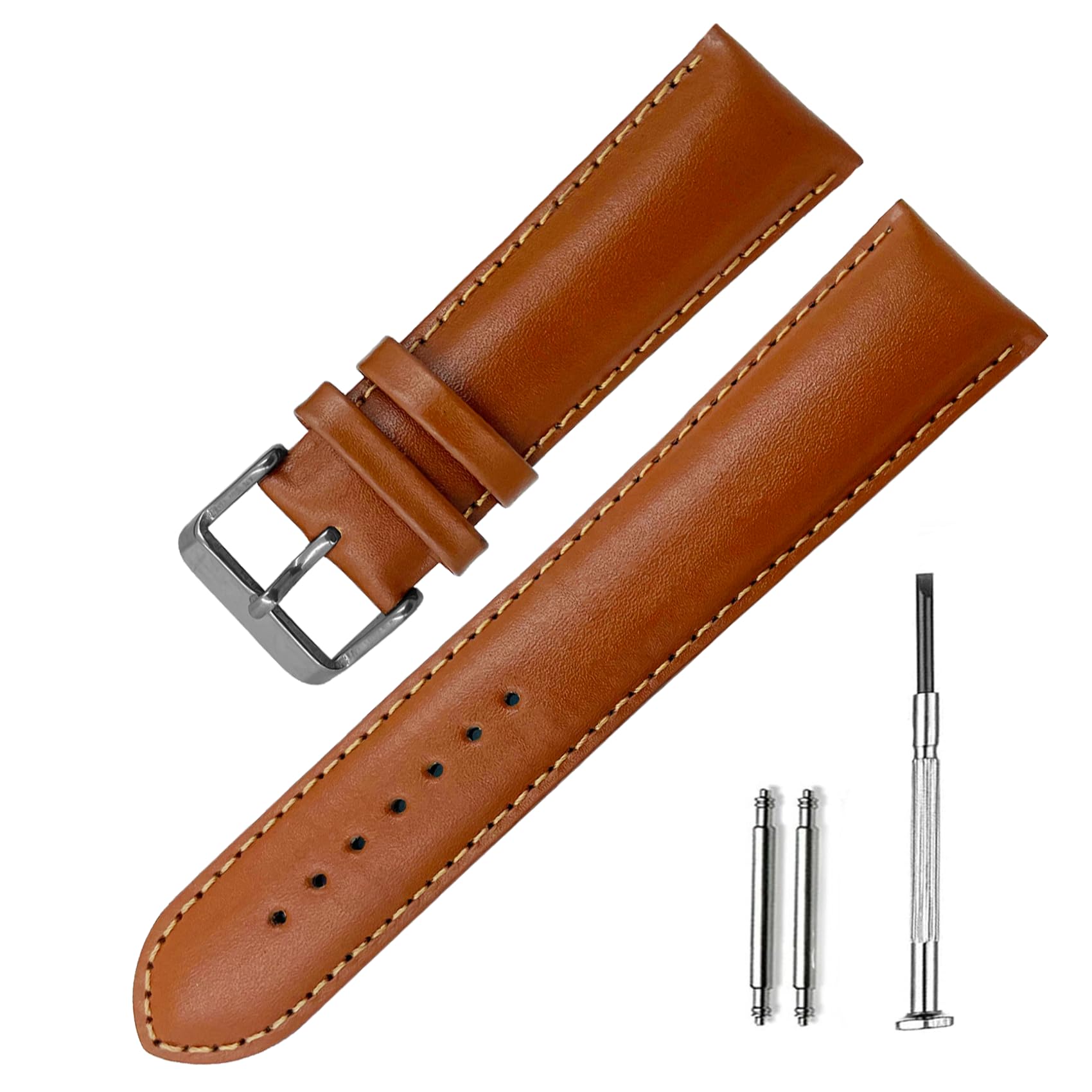RAYYN LEONE V-TIP DESIGN Leather watch strap Tan (20mm) (B0D3DRYLL9) Amazon Price History, Amazon Price Tracker