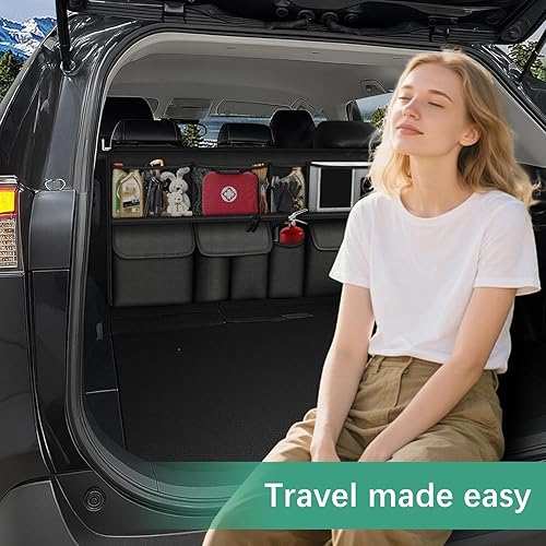 Miniatura 8 de Organizador colgante para maletero de automóvil, apto para Toyota RAV4, plegable, de gran capacidad, 41.3 x 20 pulgadas, organizador de maletero
