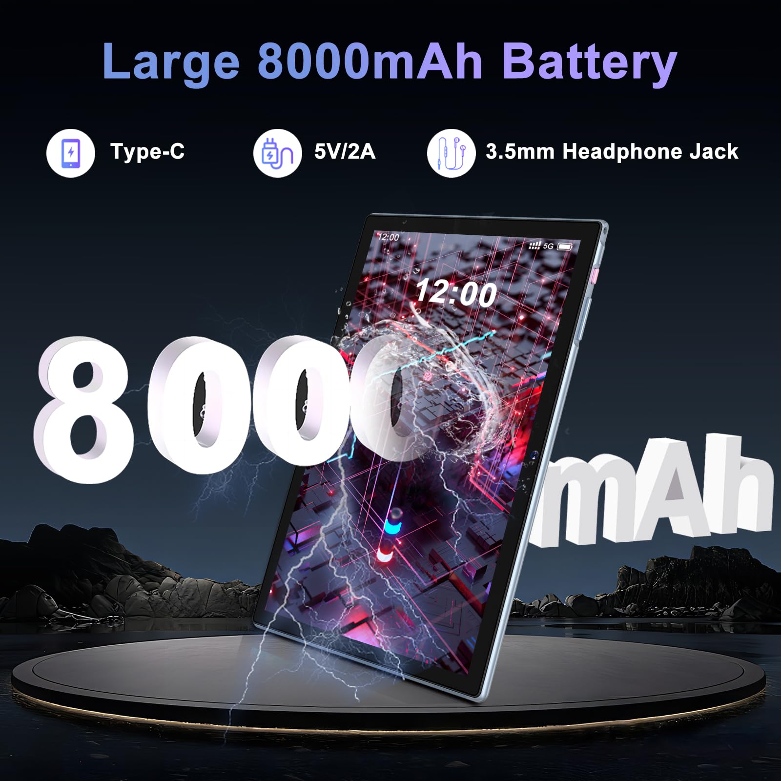 2025 Newest Tablet Android 14 Tablet PC 10.1 Pollici, 22GB RAM+128GB ROM(TF 2TB), Octa Core 2.0Ghz/5G+2.4G WiFi/8000mAh/Widevine L1/BT5.0/8MP+5MP/GPS/Widgets/GMS Tablet con Tastiera e Mouse - Grigio