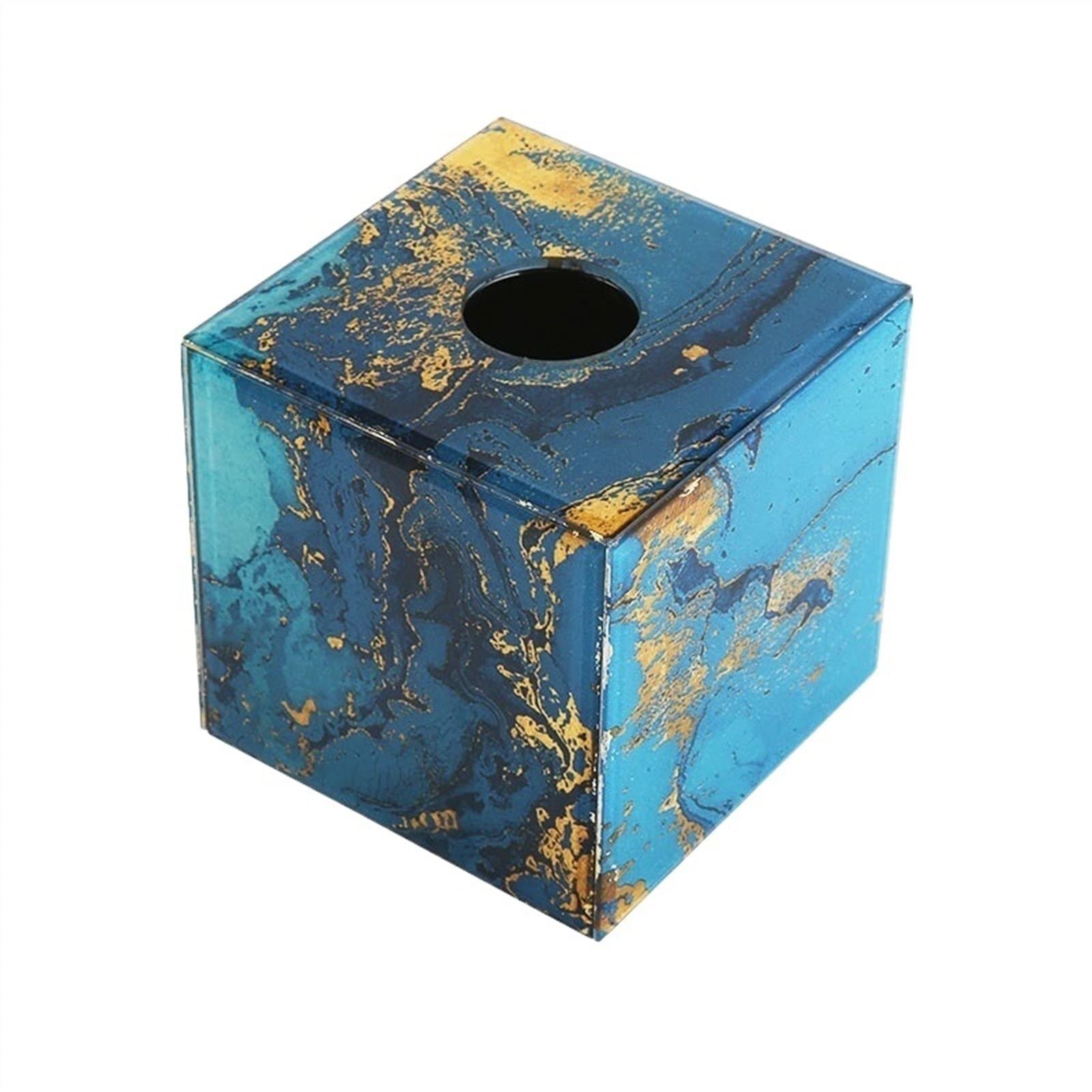 GTHTUHFD Tissue Box Cover Tissue Box Creative Glass Napkin Box Coffee Table Decorative Ornaments Storage Box For Dresser Bathroom Decor Desk Storage Organizer,Square