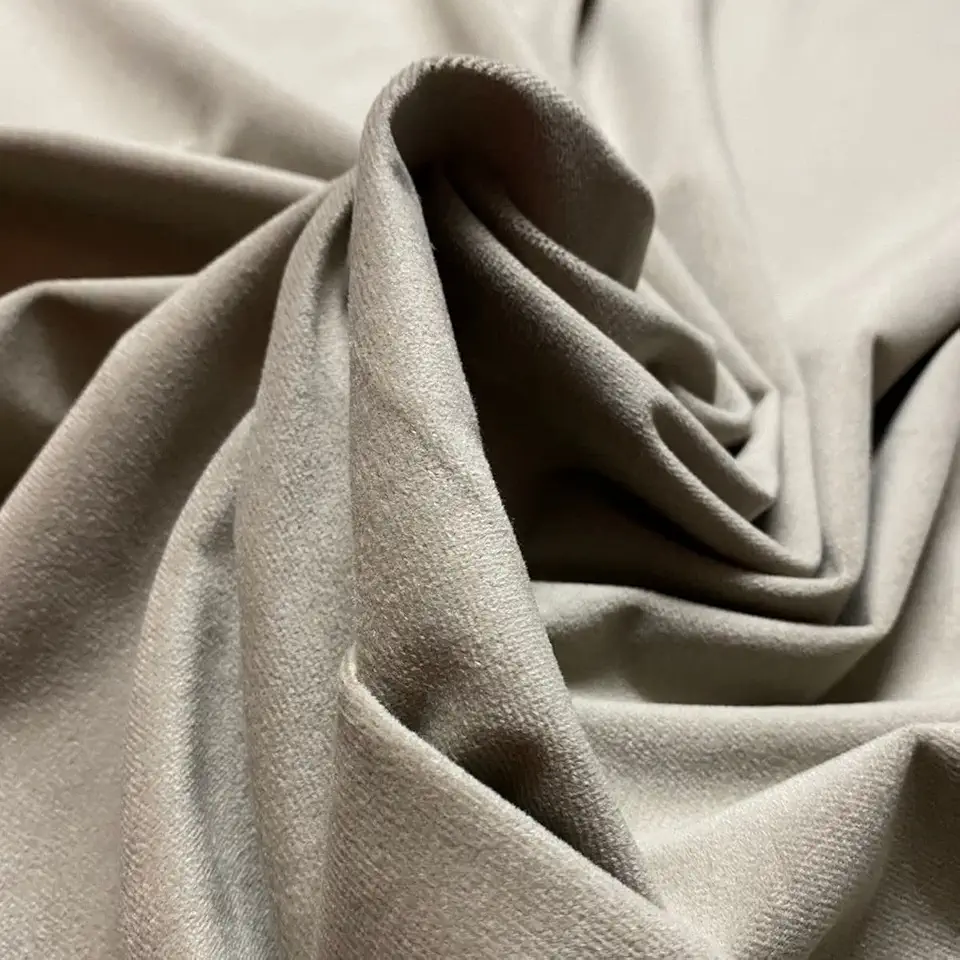 Tecido Suede Veludo Paris Bege Claro Liso Para Sofá Cadeira e Cortina 1,40m largura (SVP-01)