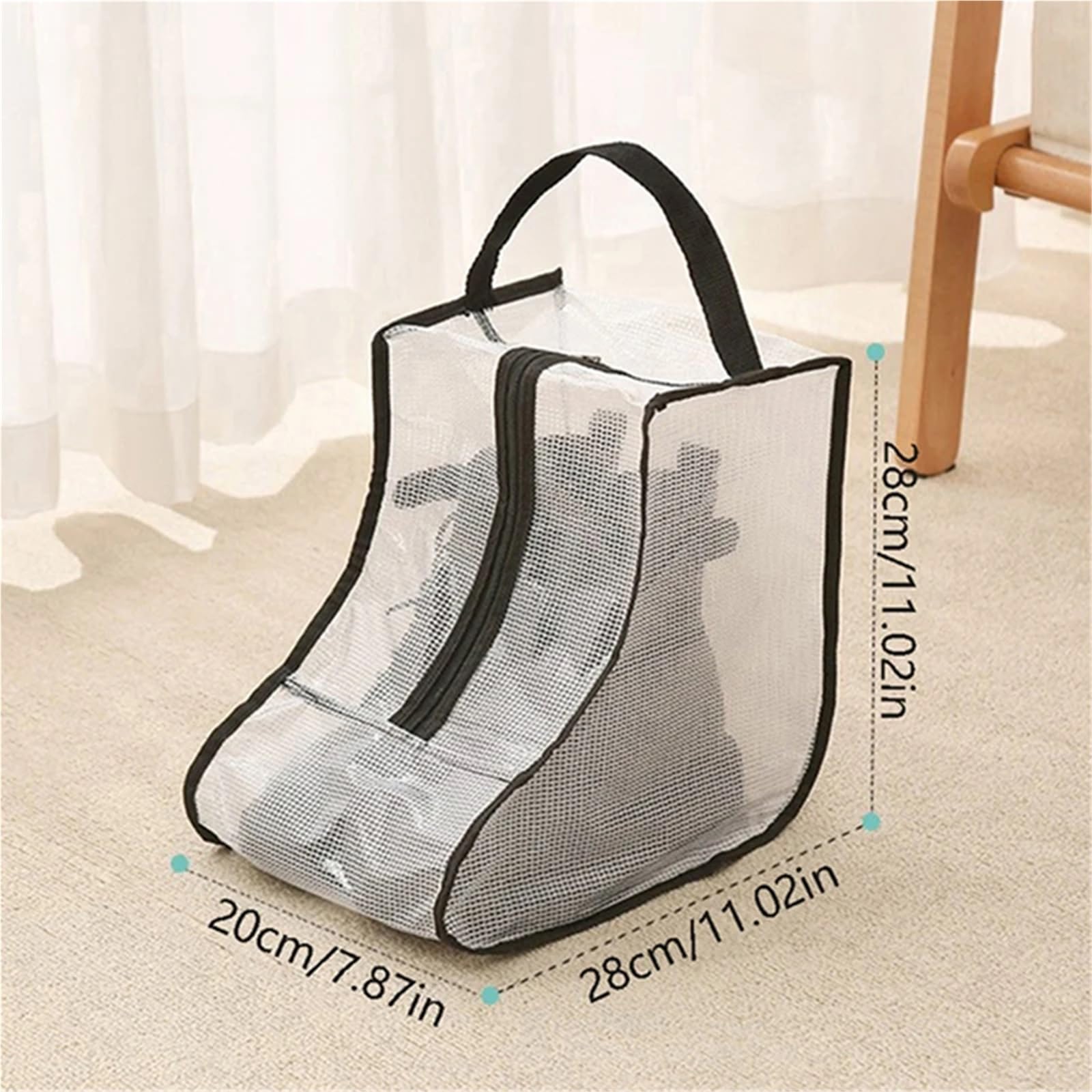 Bolsa de Zapatos de Viaje Transparente, Bolsa de Almacenamiento Impermeable a Prueba de Humedad for Botas con Bolsillo Negro S for fútbol de Viaje