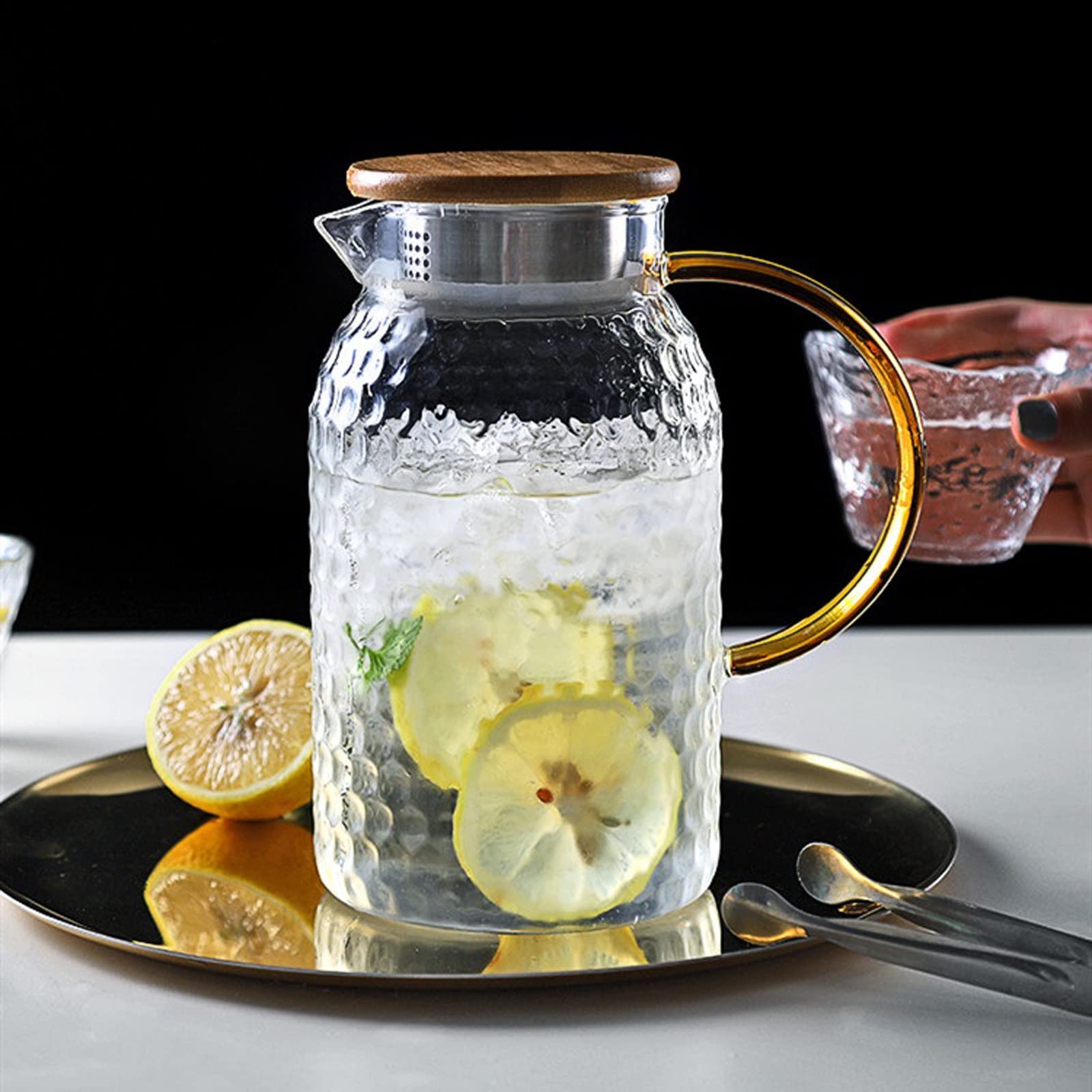 Jarra de Agua Jarra de agua con taza de vidrio Pote de agua 1500ml Agua resistente al calor Jarra de agua y juego de vidrio Hervidor cuadrado Hervir for té a casa Teteras de té Helado ( Color : B )
