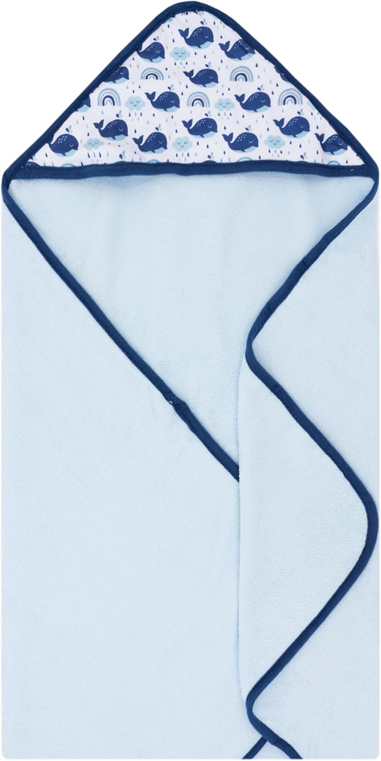 Hooded Baby Towels 3-Pack – Soft Baby Bath Towels with Hood for Newborns & Toddlers, Baby Hooded Towel Set, 30" x 26" (Whales)