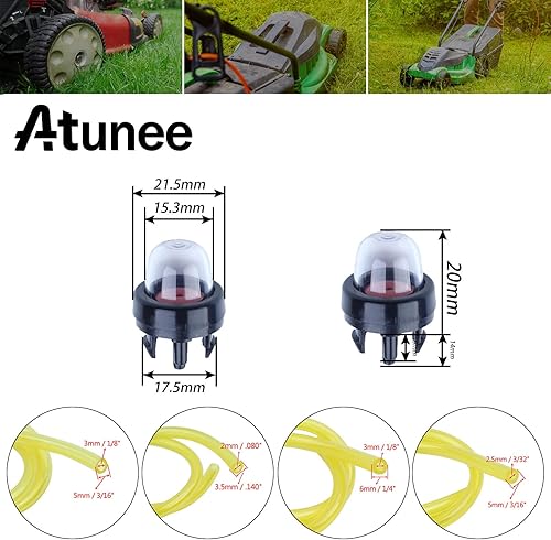 Miniatura 3 de Tubo de manguera de línea de combustible largo de 4 tamaños + 4 bombillas de imprimación para recortadora Husqvarna Weedeater 123L 225 232L 227L