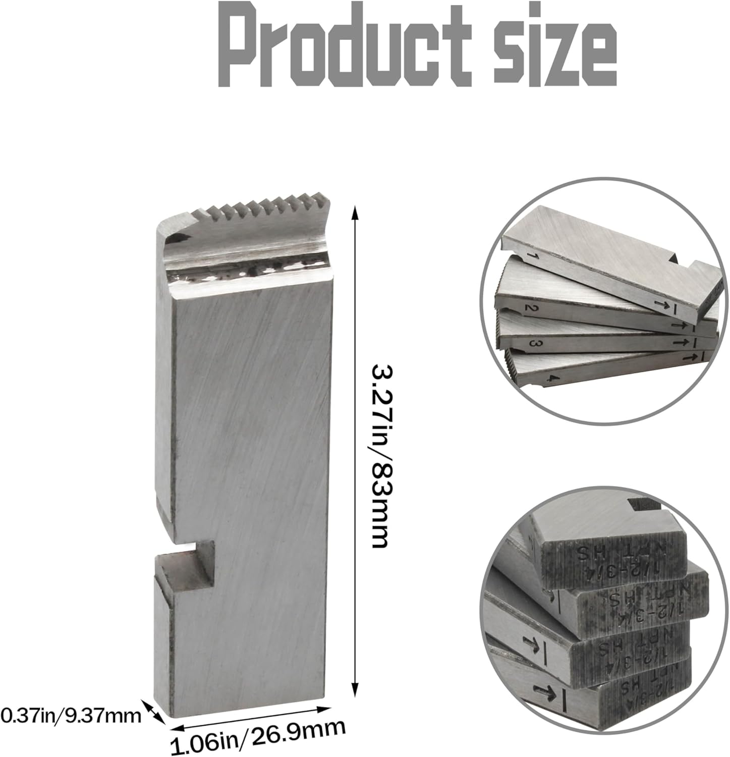 47765 Threading Machine Dies, Right-Handed NPT Pipe Dies for RIDGID 1/2-Inch to 3/4-Inch, Universal Die Heads, Silver