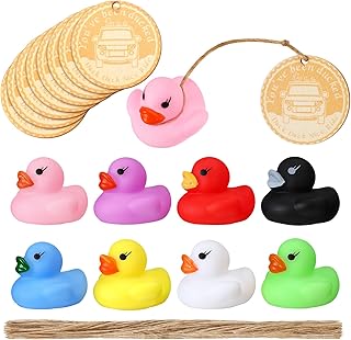 Libima 120 Pcs You've Been Ducked Wooden Cards Rubber Ducks and Strings Set, Cruise Ducks Colorful Mini Rubber Ducks with Round Wooden Tags for Birthday Carnival Holiday Party Car Decor