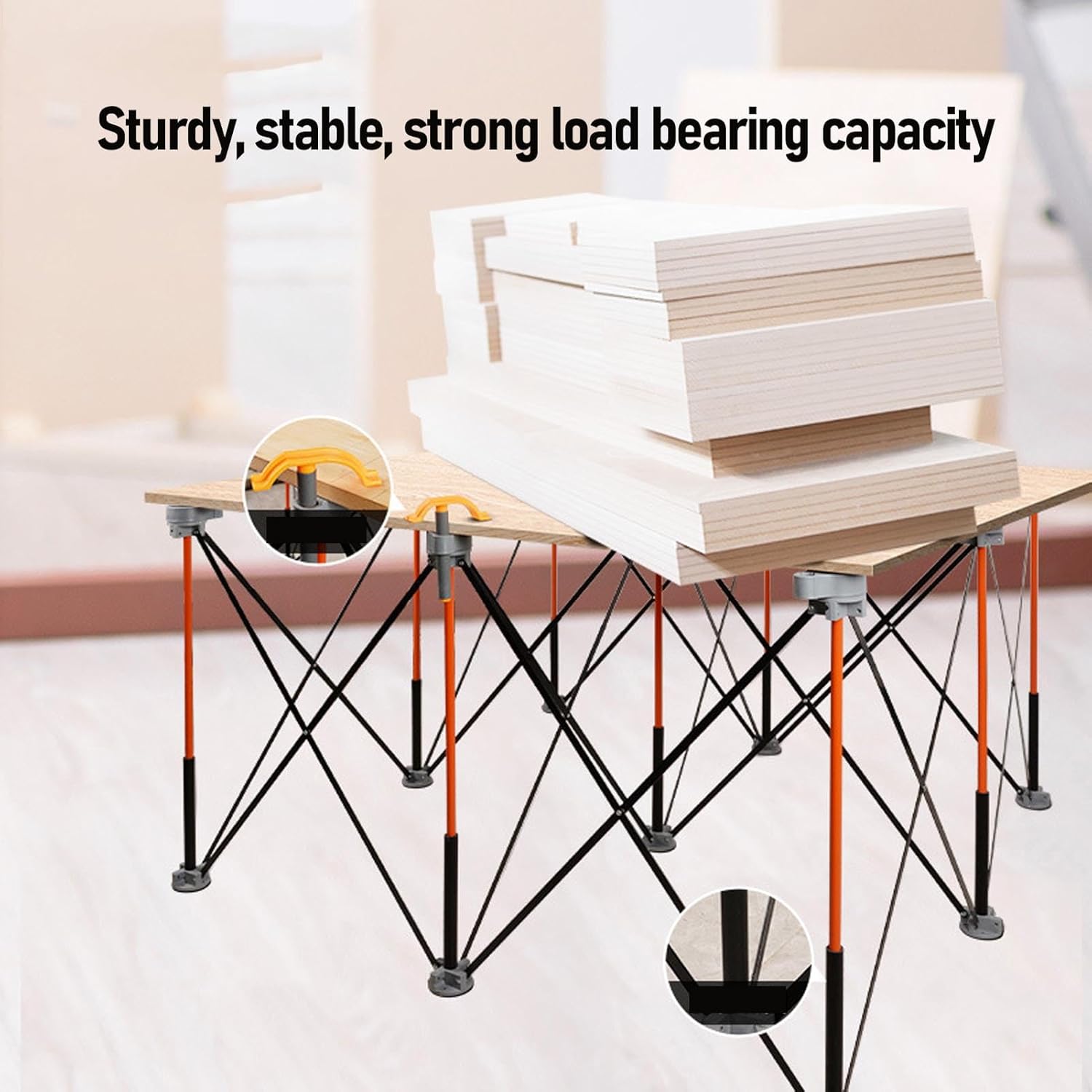 Fafeicy Portable Folding Workstand, Collapsible Workbench Support Folding Work Table 600KG Capacity Heavy Duty Workbench with Storage Bag for Garage Workshop Construction
