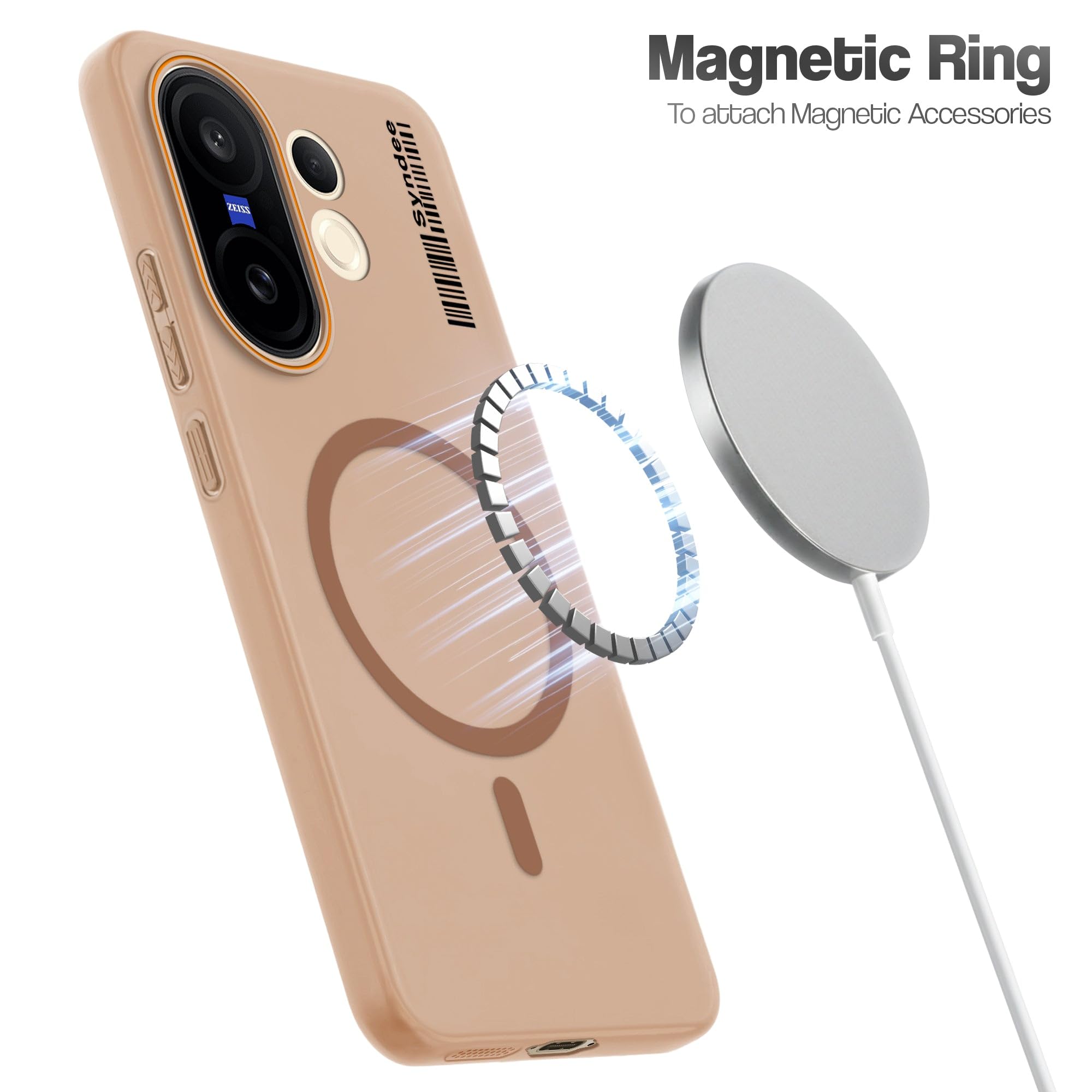 DL3 Mobilak Case Back Cover for Vivo V60 Lite 5G/4G Case, Sleek Frosted Translucent Back Only Compatible with Wireless Magnetic Accessories | Anti-Scratch Shockproof Phone Case (Brown)