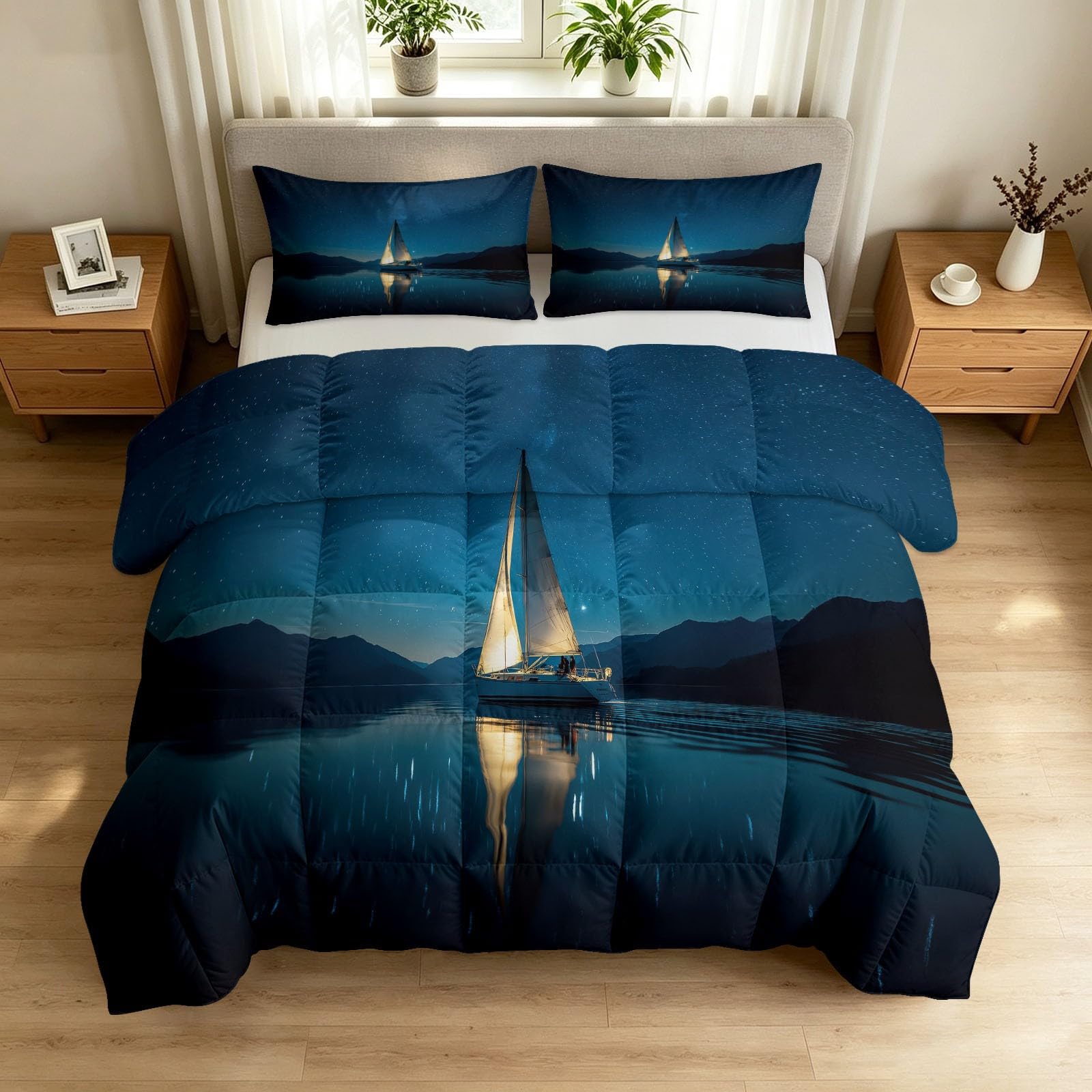 Couette galaxie 240 x 260 cm pour s'endormir sous un voilier en montagne