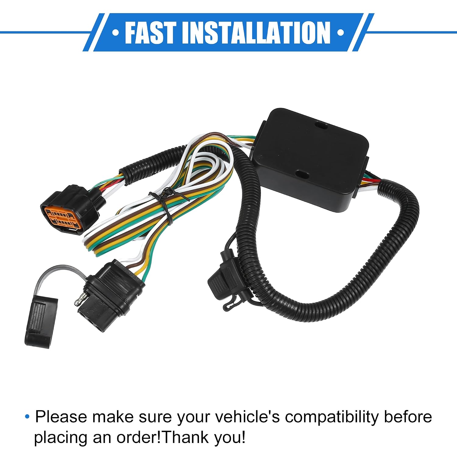 Trailer Towing Wiring Harness Compatible Kit for Hyundai Palisade 2020-2022, Durable Plastic Metal Black