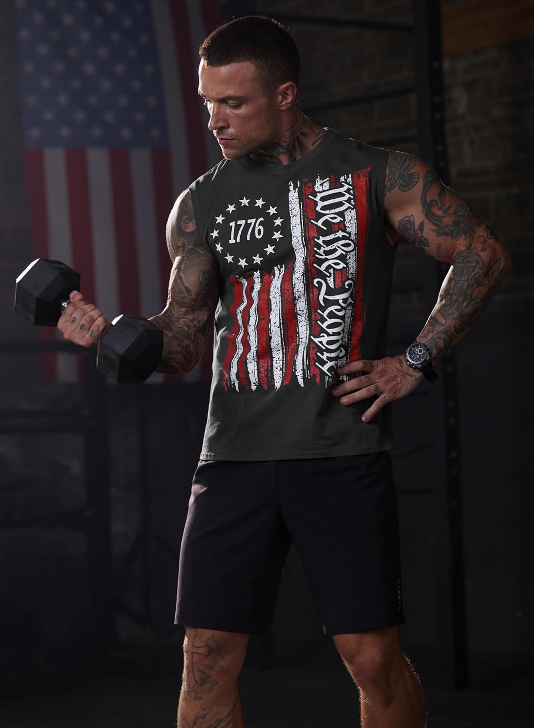 Mainfini Men American Flag Tank Top Muscle Graphic Gym Workout USA Sleeveless Tee Shirts (S-3XL) - Image 5