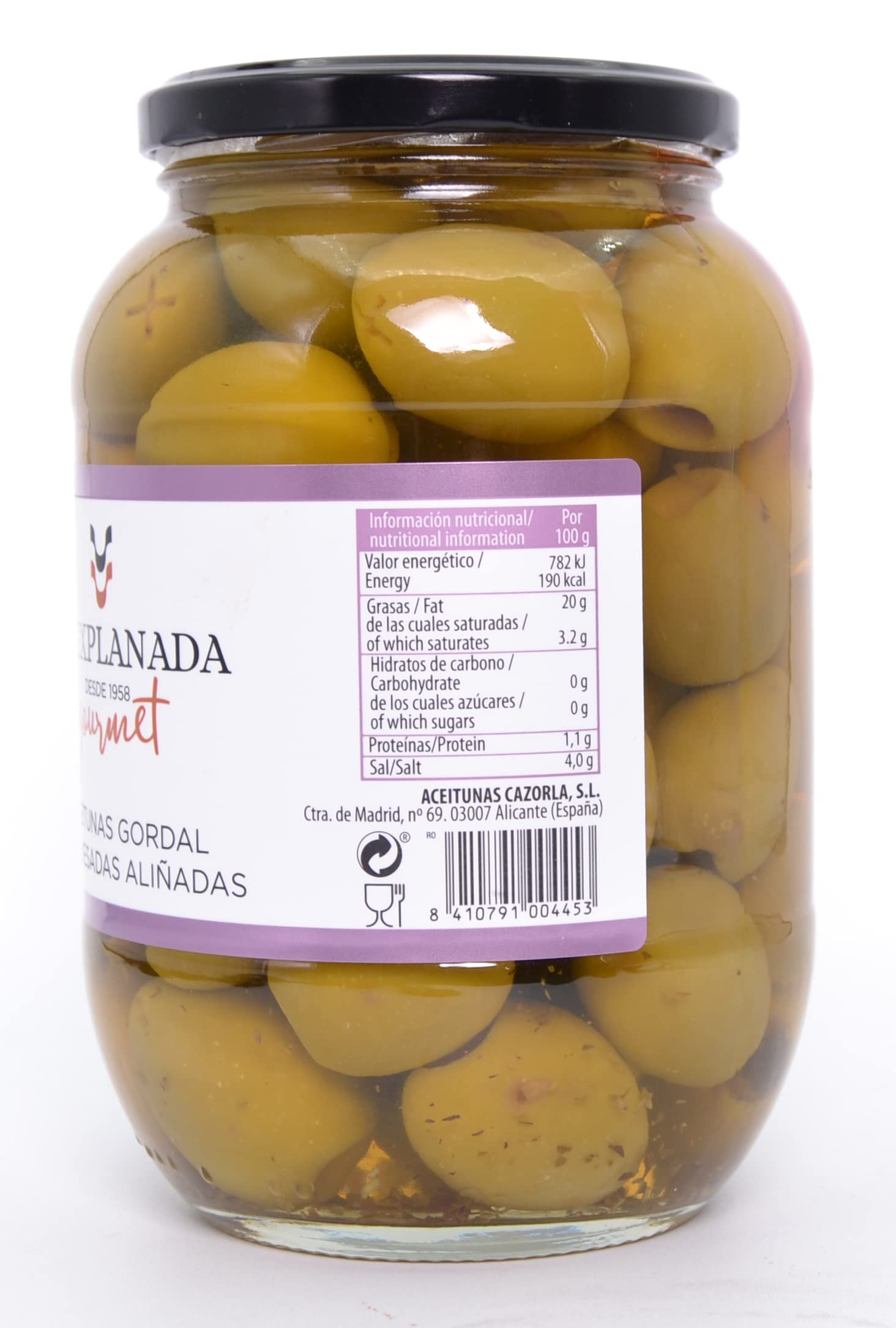 La Explanada - Entsteinte und gewürzte Gordal-Oliven - Grüne Oliven - 400 g
