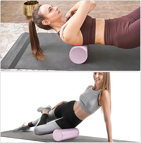 Miniatura 4 de Soulchen Juego de 11 rodillos de espuma rosa 7 en 1, rodillo de espuma para espalda, barra de masaje, bandas elásticas de resistencia, bola de