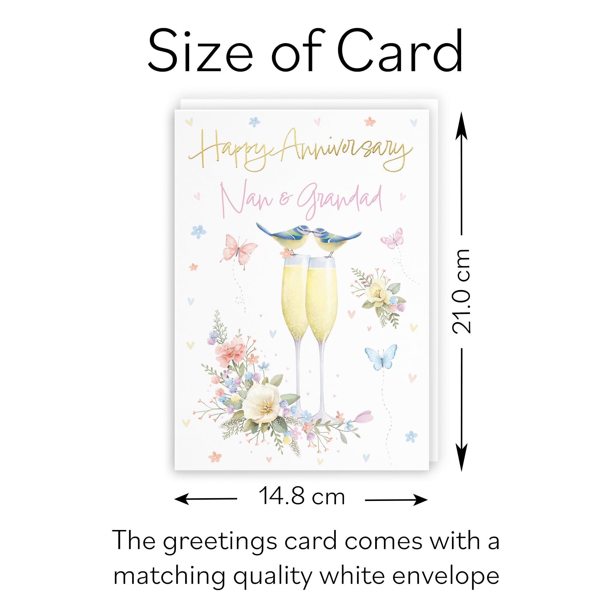 Hunts England, Nan And Grandad Anniversary Card, A5 Size, Champagne Flutes, Gold Foil, Anniversary Card For Nan And Grandad - Image 3