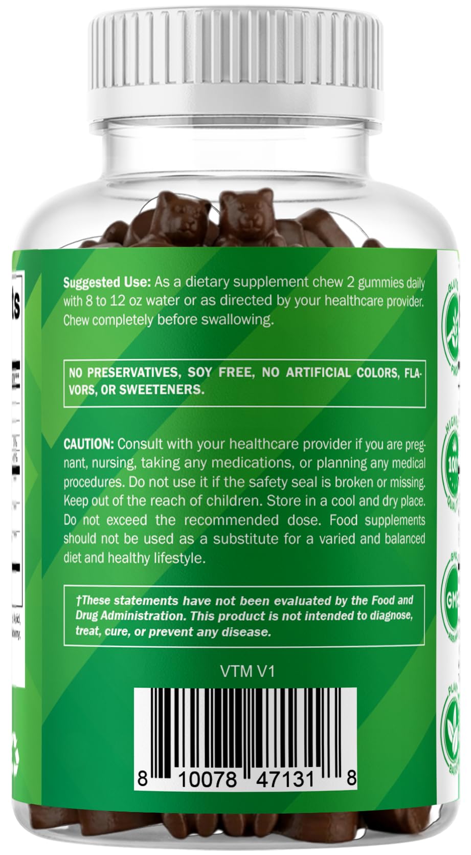Vitamatic Irish Sea Moss Gummies with Bladderwrack & Burdock Root – Botanical Extract Supplement – Vegan, Non-GMO – 60 Count - 3 Pack — Amazon image 9