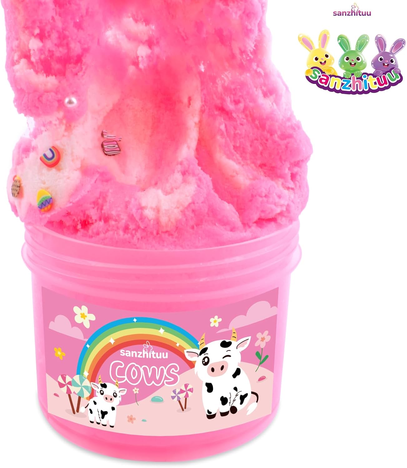 Cloud Slime for Kids, Pink Slime Kit for Girls Ages 8-12, Toy for Girls and Boys, 7oz. Kids Slime Set Party Kit Goodie Bag Stuffers with Cute Charms, Perfect for Birthday Gift