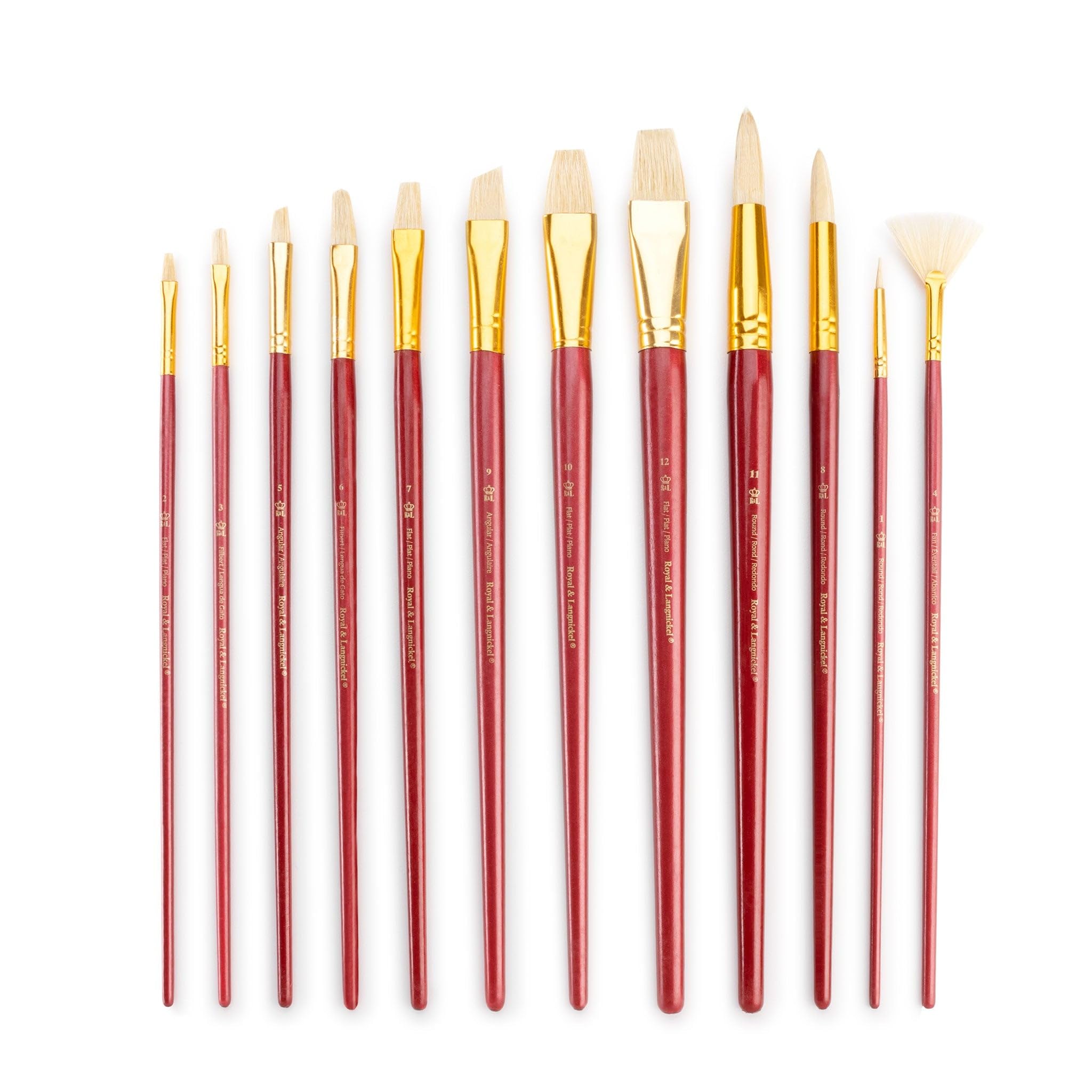 Royal and Langnickel RSET-9320 Bristle Long Handle Variety Brush Set - Firm White (Pack of 12), Firm, 12/Pkg - Image 2