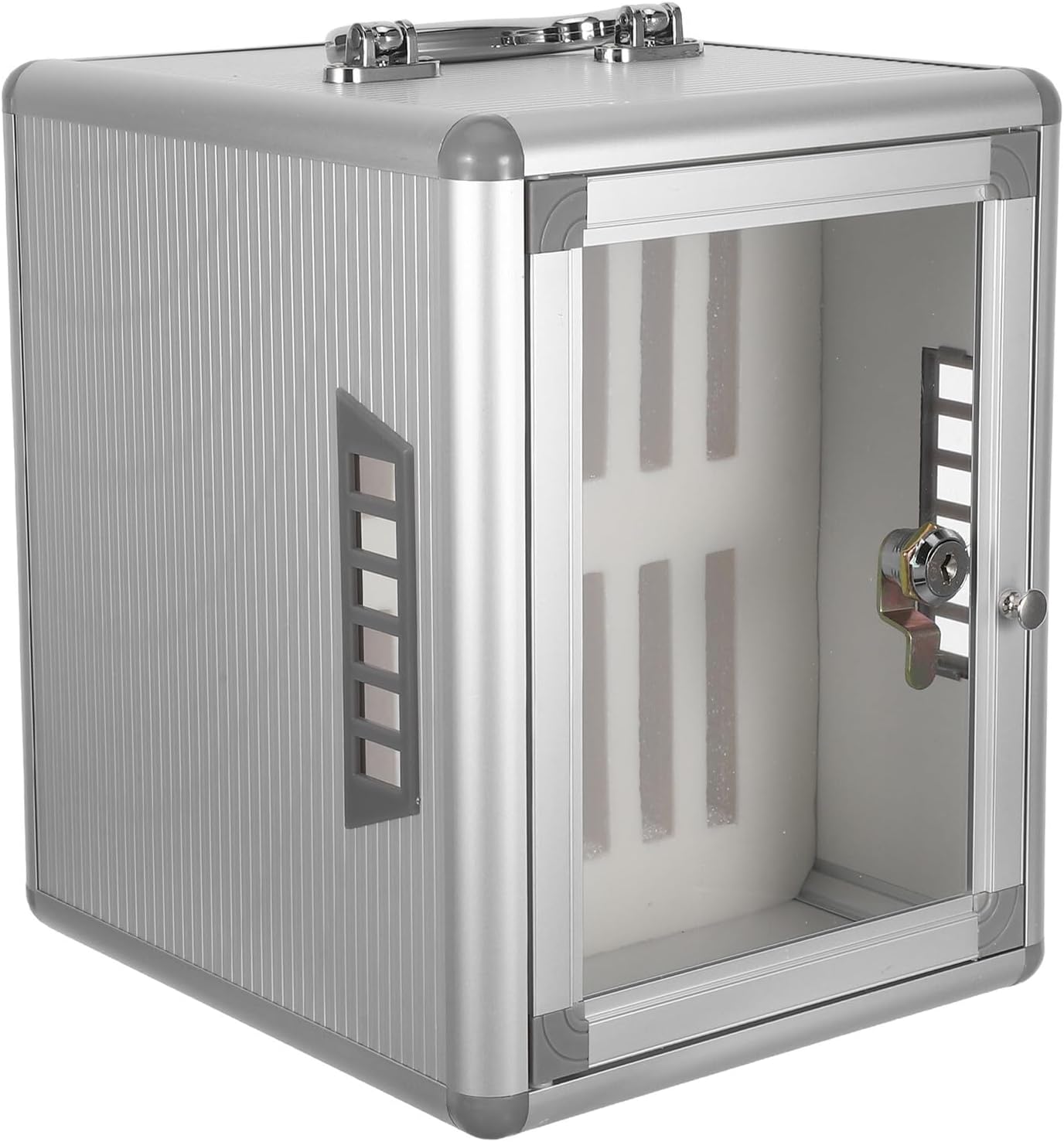 Ciieeo Cell Phone Storage Locker Cabinet with 12 Slots, Silver Mobile Phone Lock Box with Ventilation Holes, Security Lock for Classroom, Office, and School Use