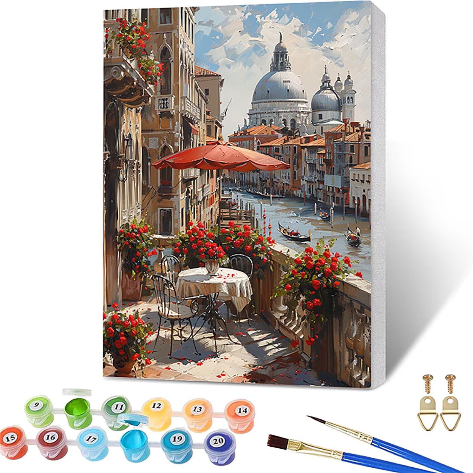 Paint by Numbers for Adults Street View, Flower Paint by Numbers Kits with Frame, DIY Arts and Crafts for Beginners Oil Paintings with Brushes and Acrylic, for Room Decor, Relax, Gifts, 36x44in S-3880