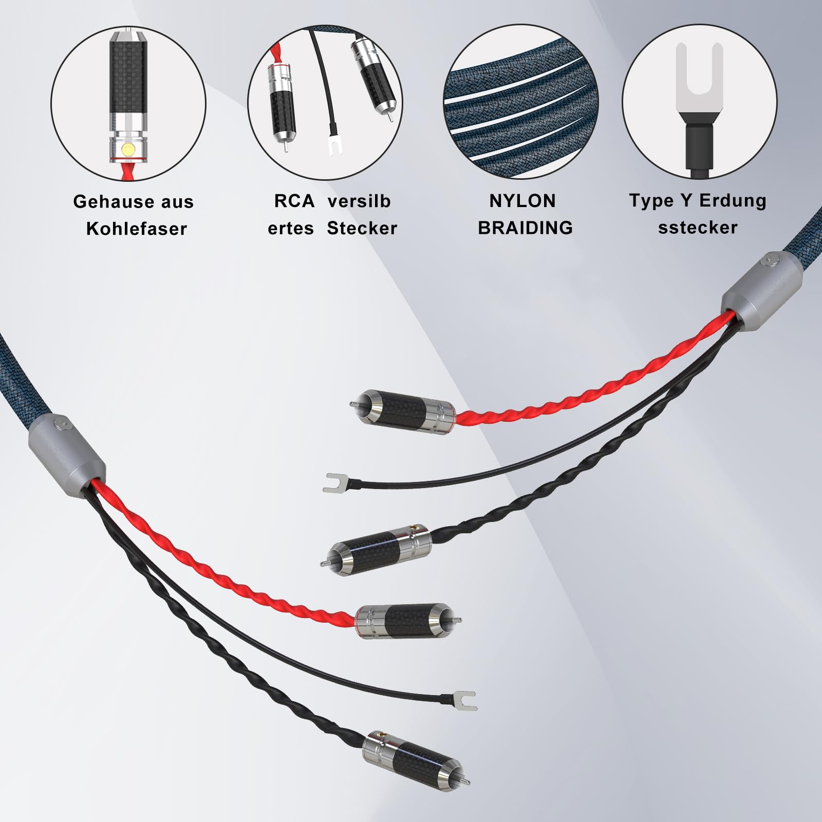 Monosaudio Phono - Cable RCA para tocadiscos (blindado OFC (TA205-2R, 1,5 m)