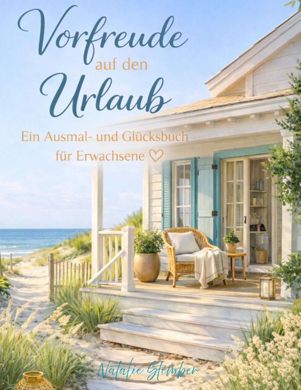Vorfreude auf den Urlaub: Ein Ausmal- und Glücksbuch für Erwachsene