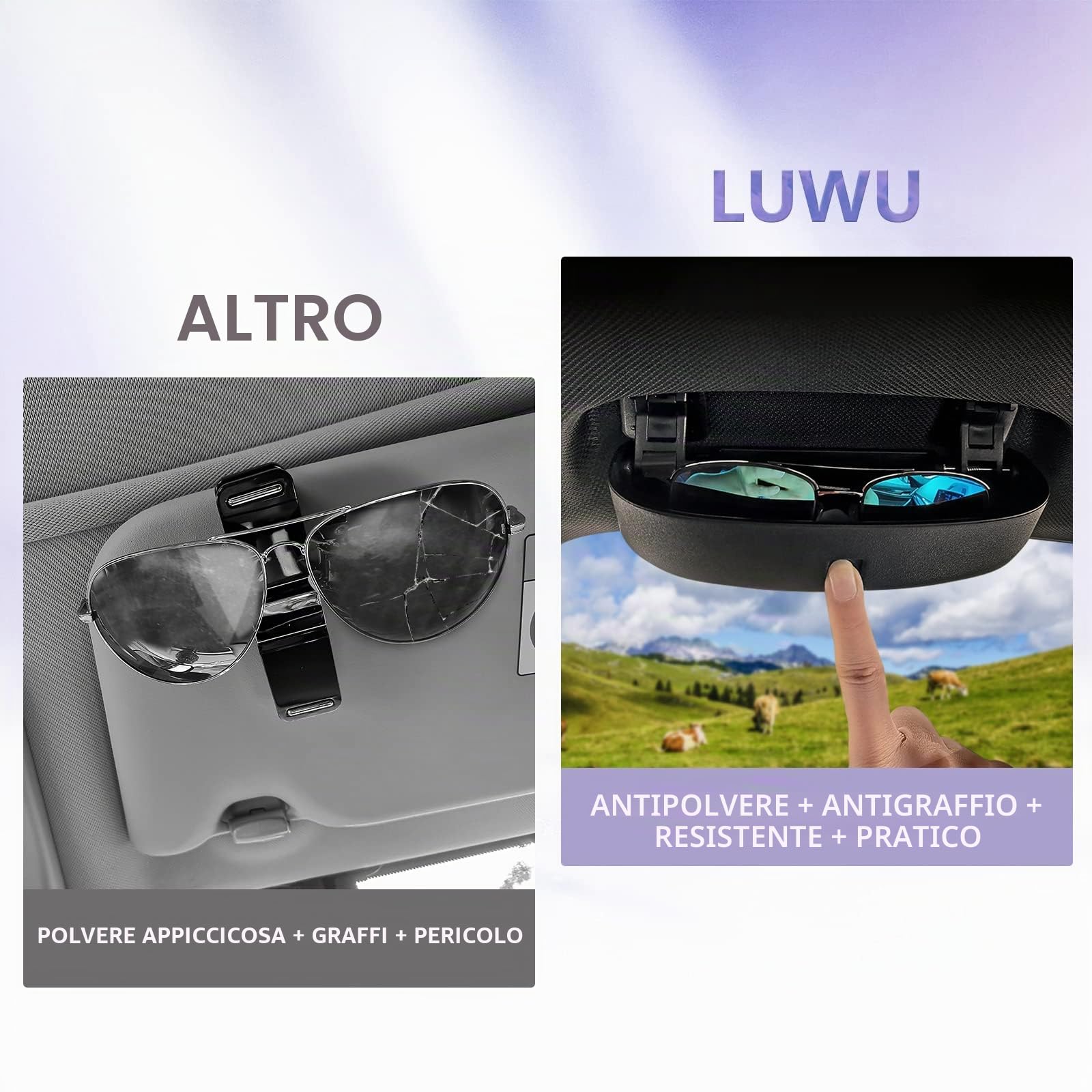 LUWU Compatibile con BMW F30 F10 F12 F01 G20 G30 G32 G11 X1 X3 X5 X7 Porta Occhiali da Sole Auto Custodia per Occhiali da Sole Accessori Interni per Auto Custodia per Occhiali (Nero)