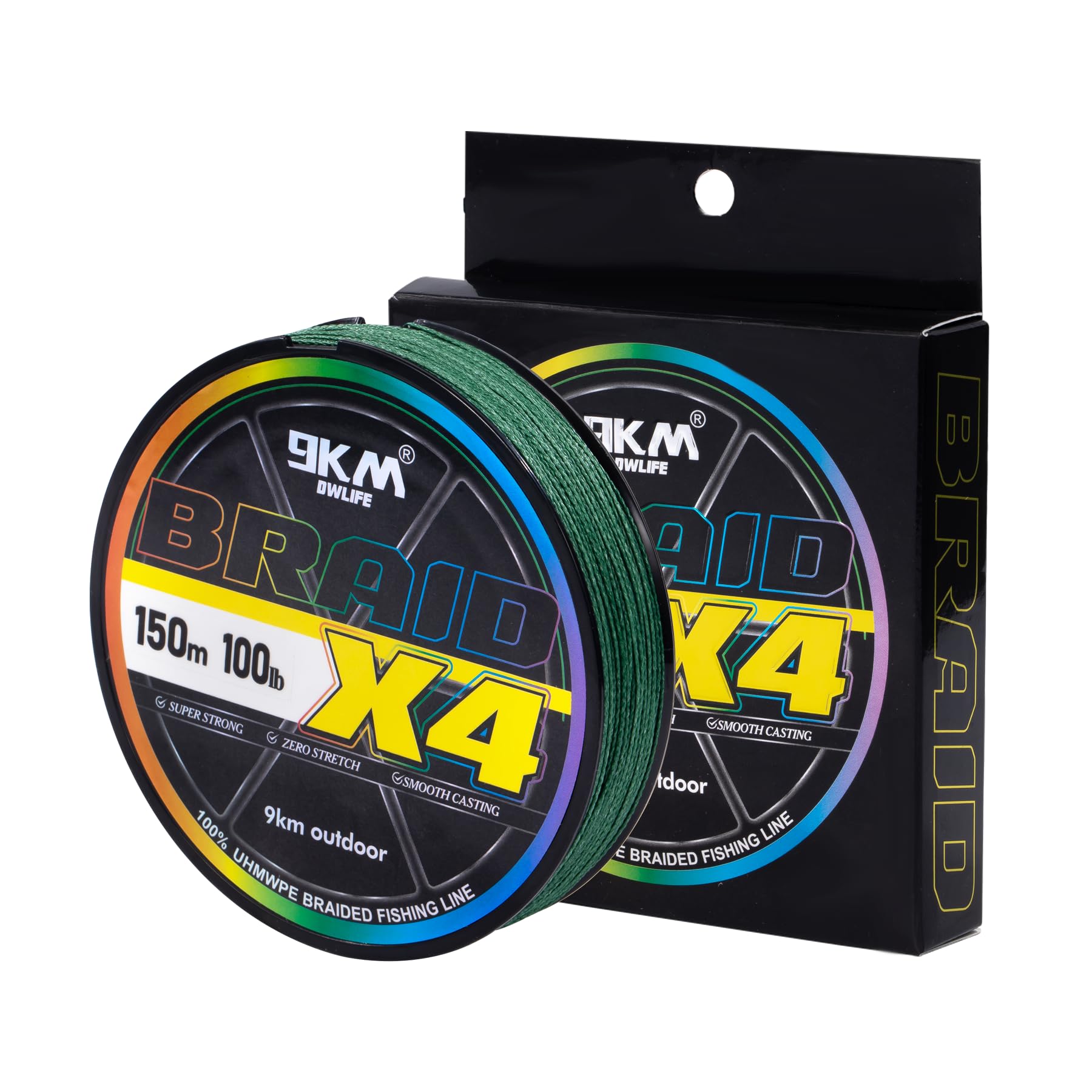 9KM DWLIFE Braided Fishing Line 8LB-120LB Dyneema Fishing Line, Zero Stretch & Anti-Bite Coating for Freshwater/Saltwater Fishing 4/8 Strands