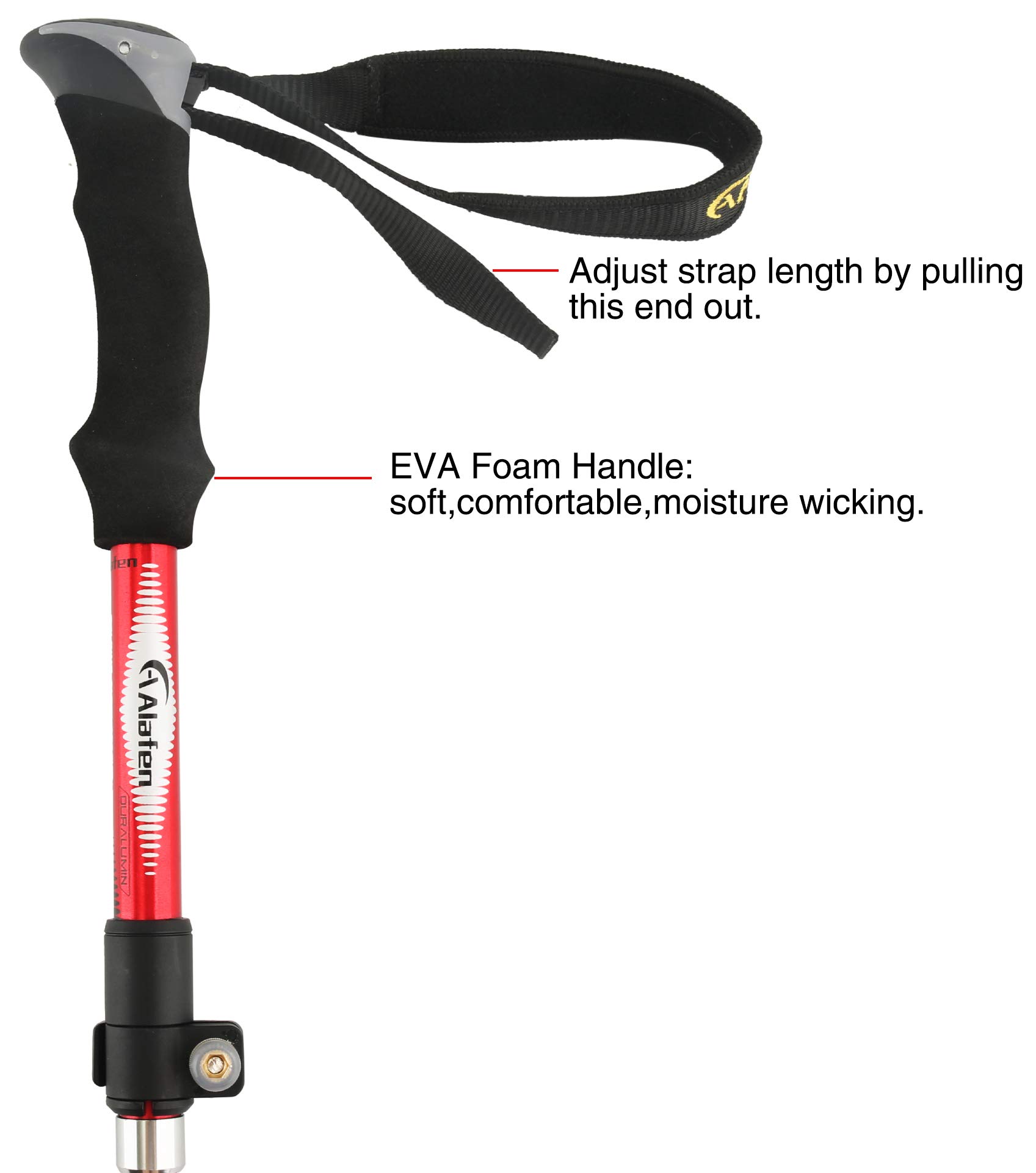 A ALAFEN Aluminum Collapsible Ultralight Travel Trekking Hiking Pole for Men and Women