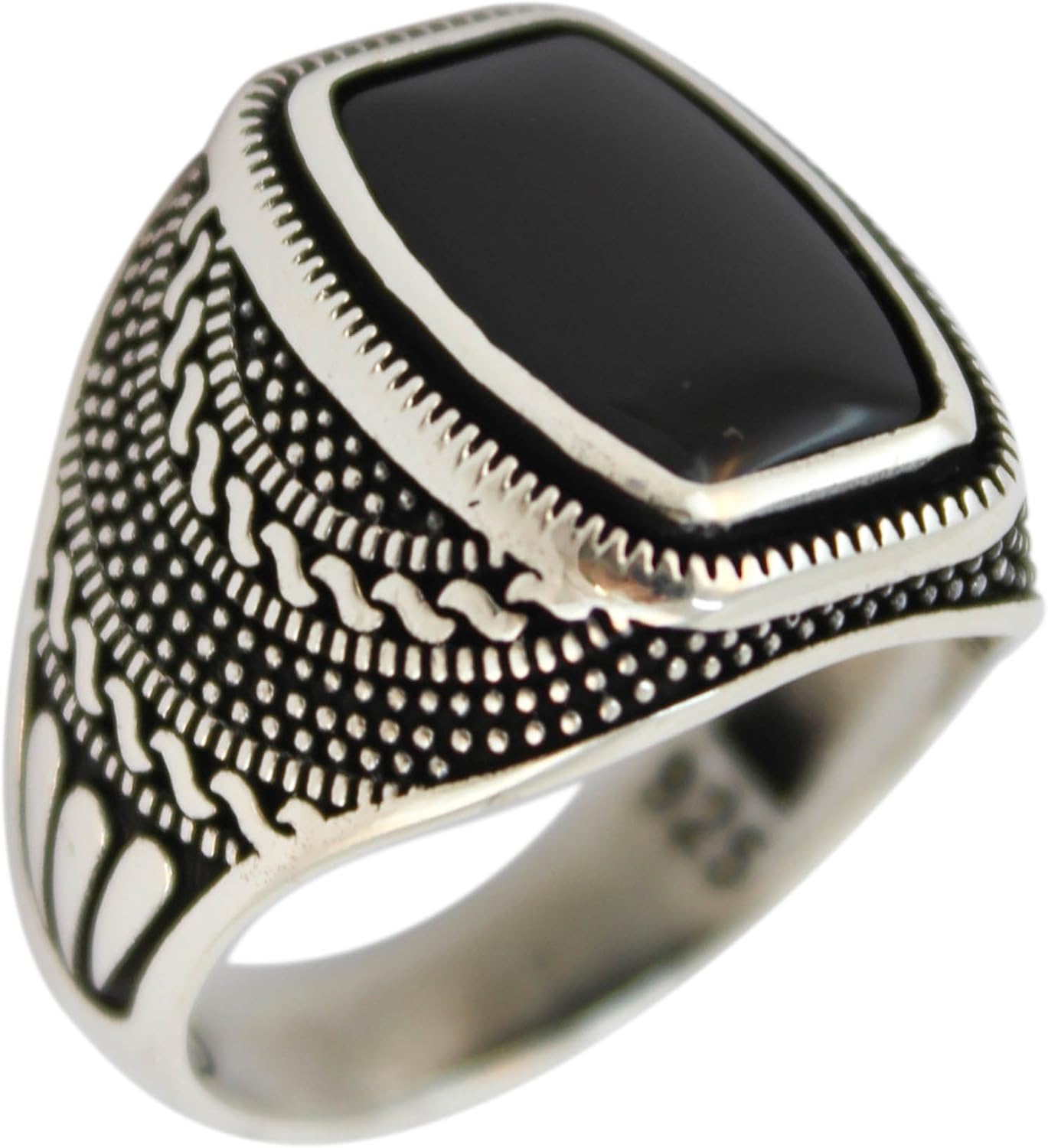 Genuine Solid 925 Sterling Silver, Black Onyx Stone Luxury Men's Ring