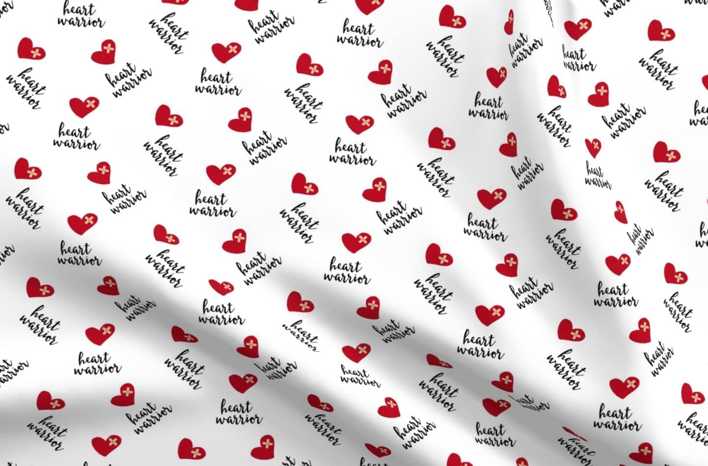 Spoonflower Fabric - Heart Black Red Trendy Printed on Organic Cotton Sateen Fabric by The Yard - Sewing Quilting Apparel Home Decor